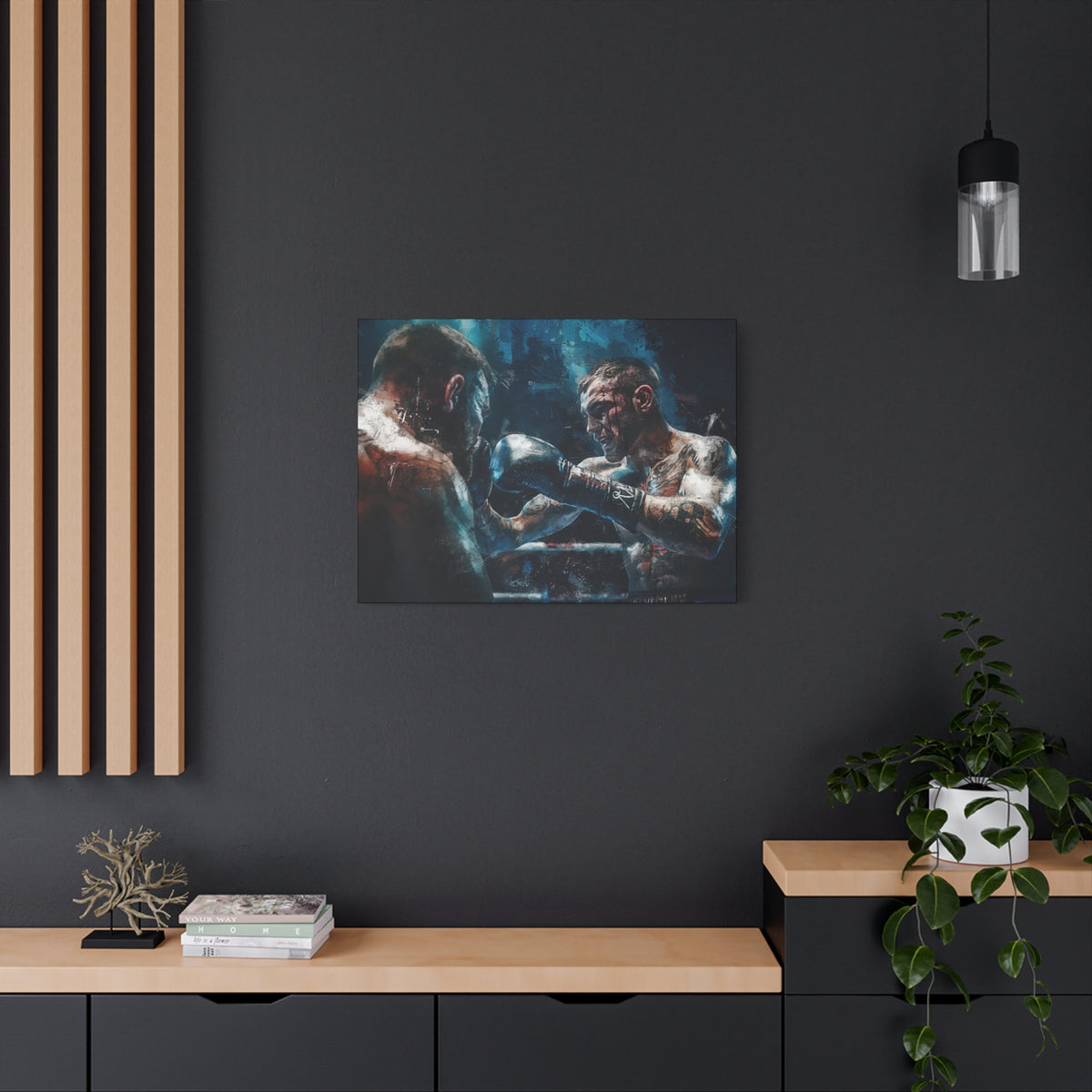 Close Quarters Clash - Stretched Canvas Fine Art Boxing Print Poster, Ready to Hang, Wall Art Boxing Gif