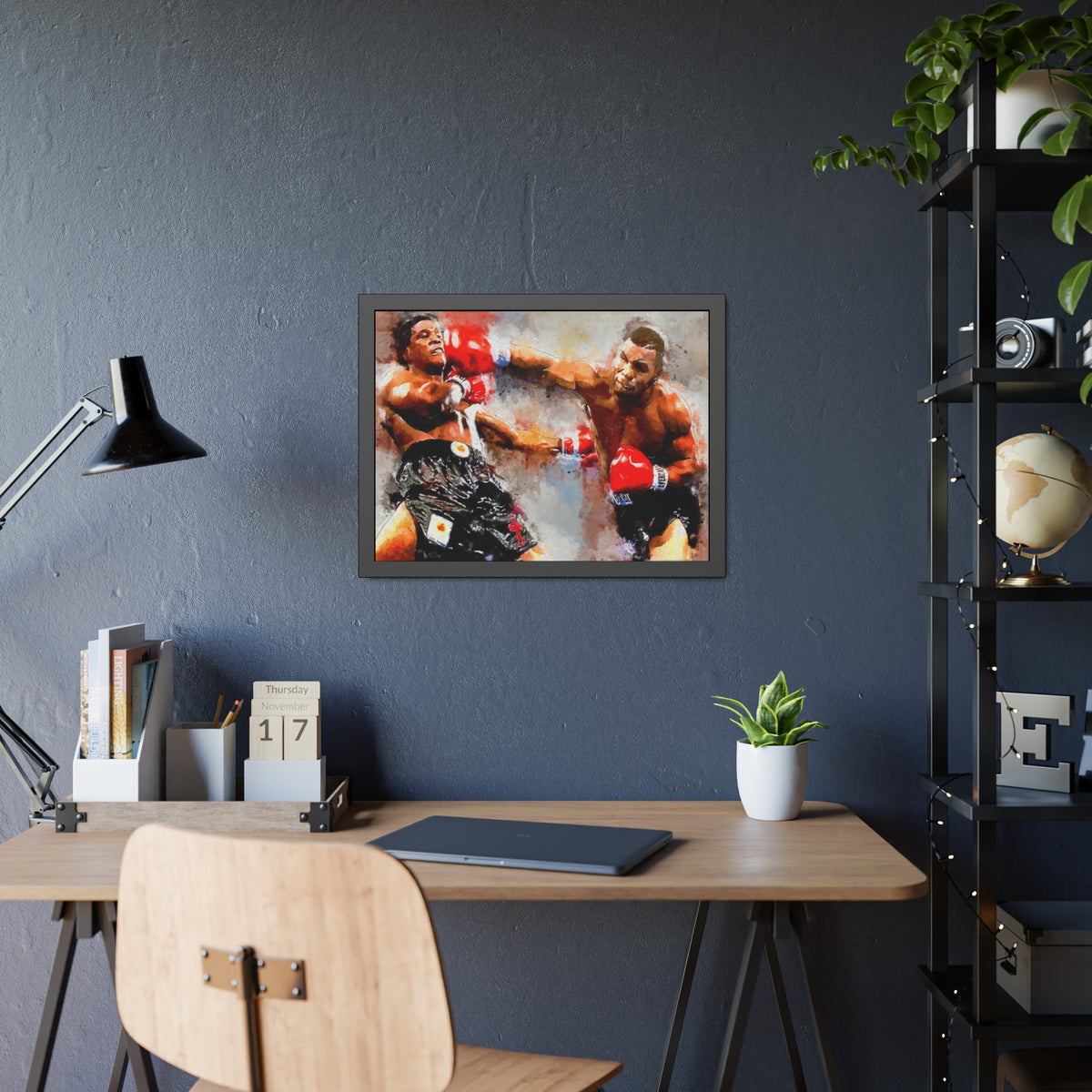 Mike Tyson's Raw Power - Framed Watercolour Fine Art Boxing Print Poster: Ready to Hang, Wall Art Boxing Gift