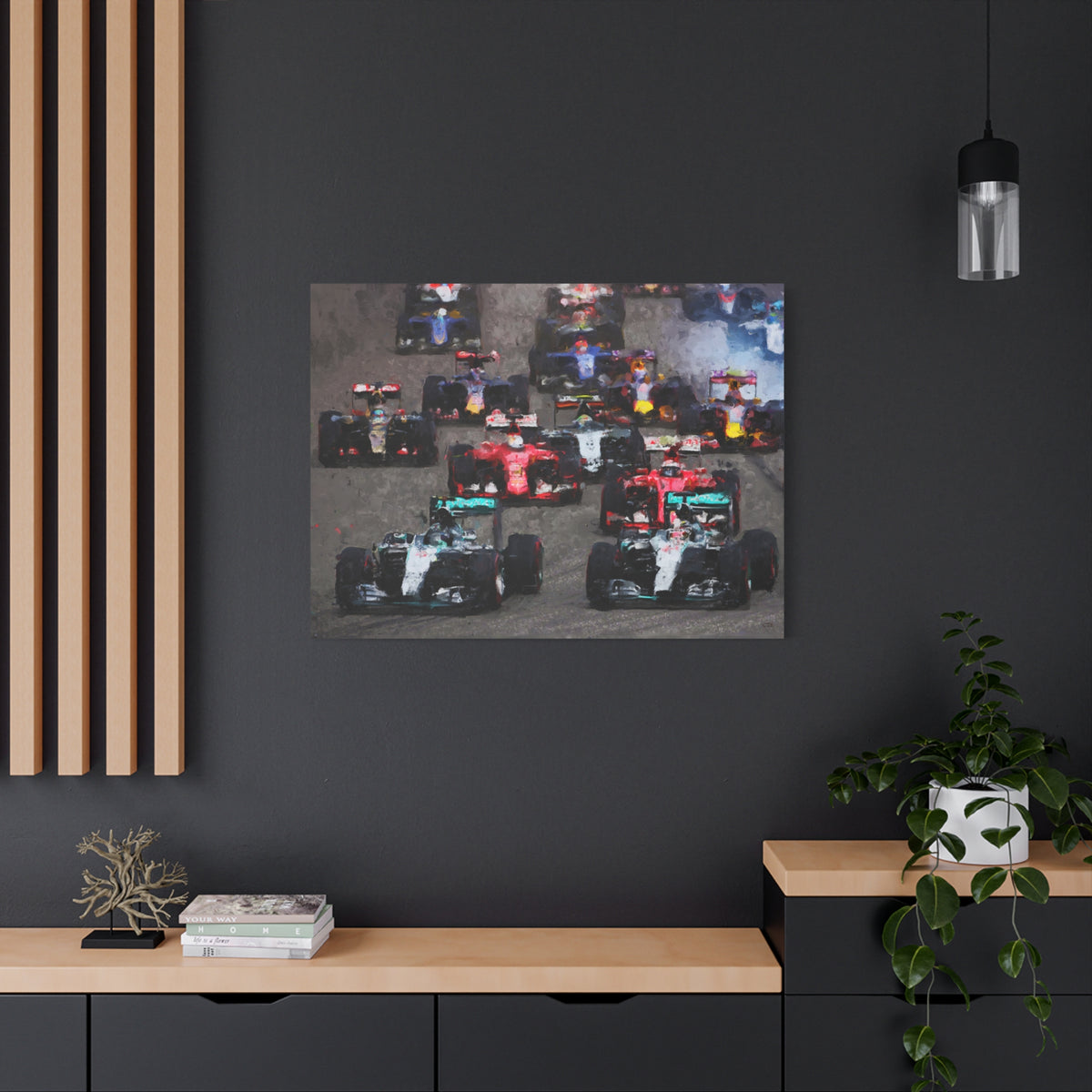 Fuel Your Walls with Speed: Stretched Matte Canvas Fine Art F1 Print Poster - Ready to Hang, Wall Art Formula One Gift