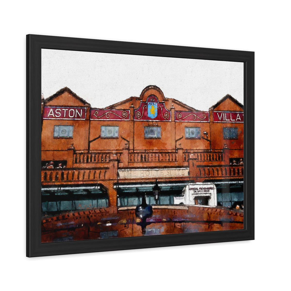 Aston Villa - Expressionist Modern Art - Ready to Hang Framed Watercolour Fine Art Painting Print Poster, Football Wall Art, Soccer Fan Gift