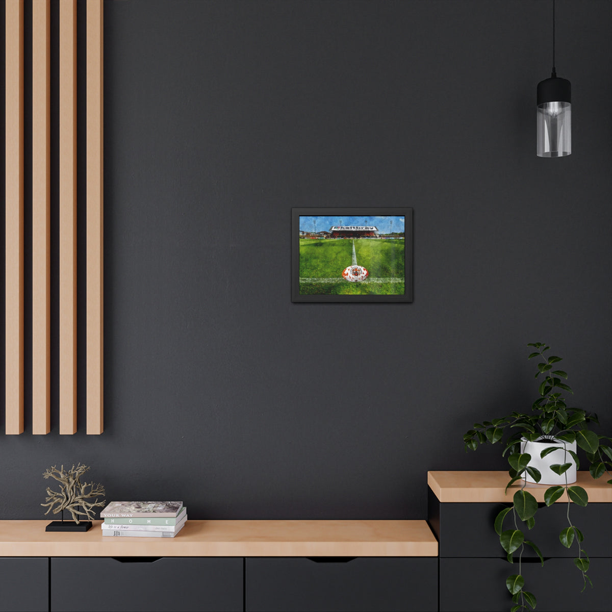 Capture Castleford's Rugby Legacy, Wheldon Road Stadium Expressive Watercolour, Ready to Hang Framed Fine Art Rugby Print Poster