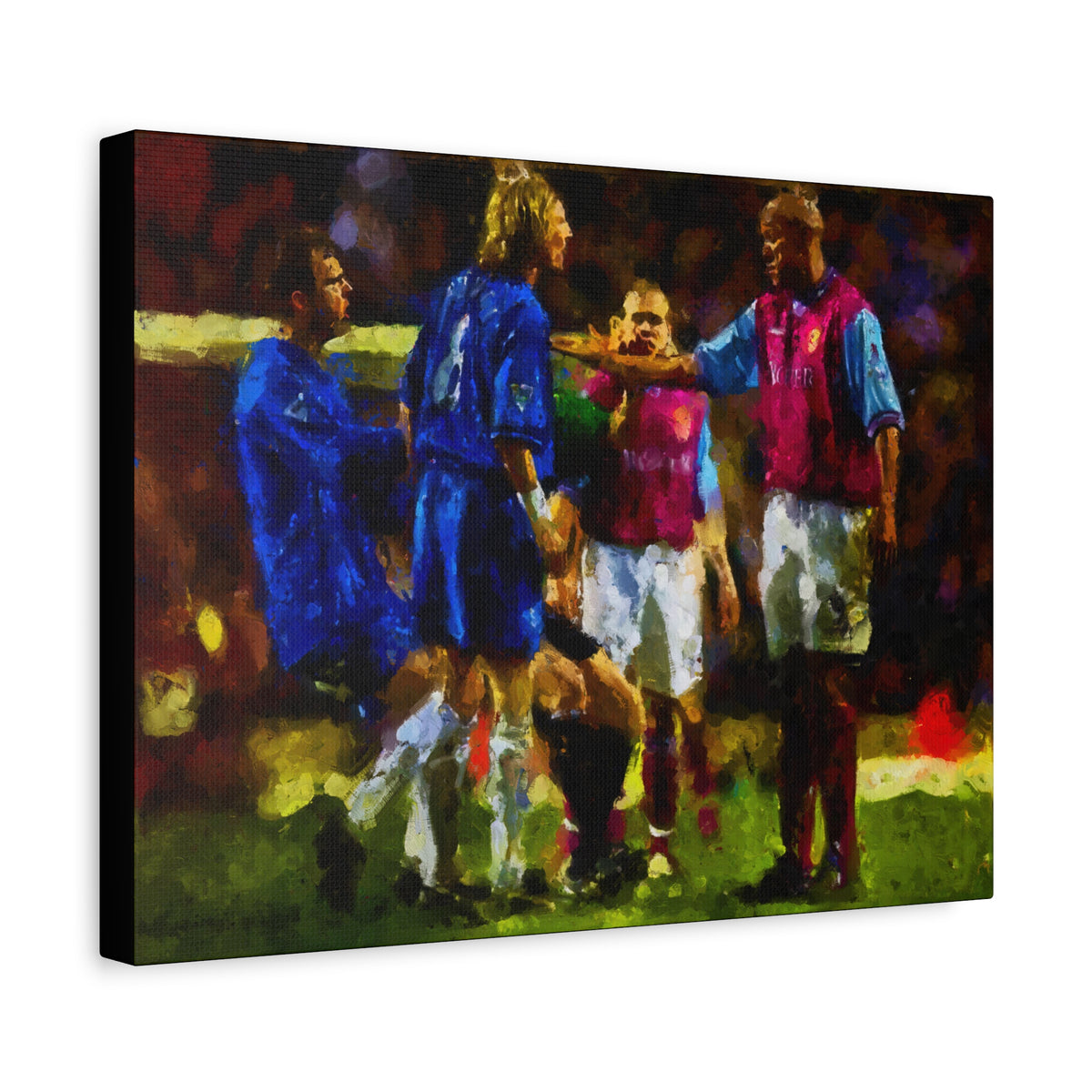 Birmingham vs. Villa Derby Ready to Hang Framed Impressionist Fine Art Painting Print Poster, Football Wall Art, Soccer Fan Gift