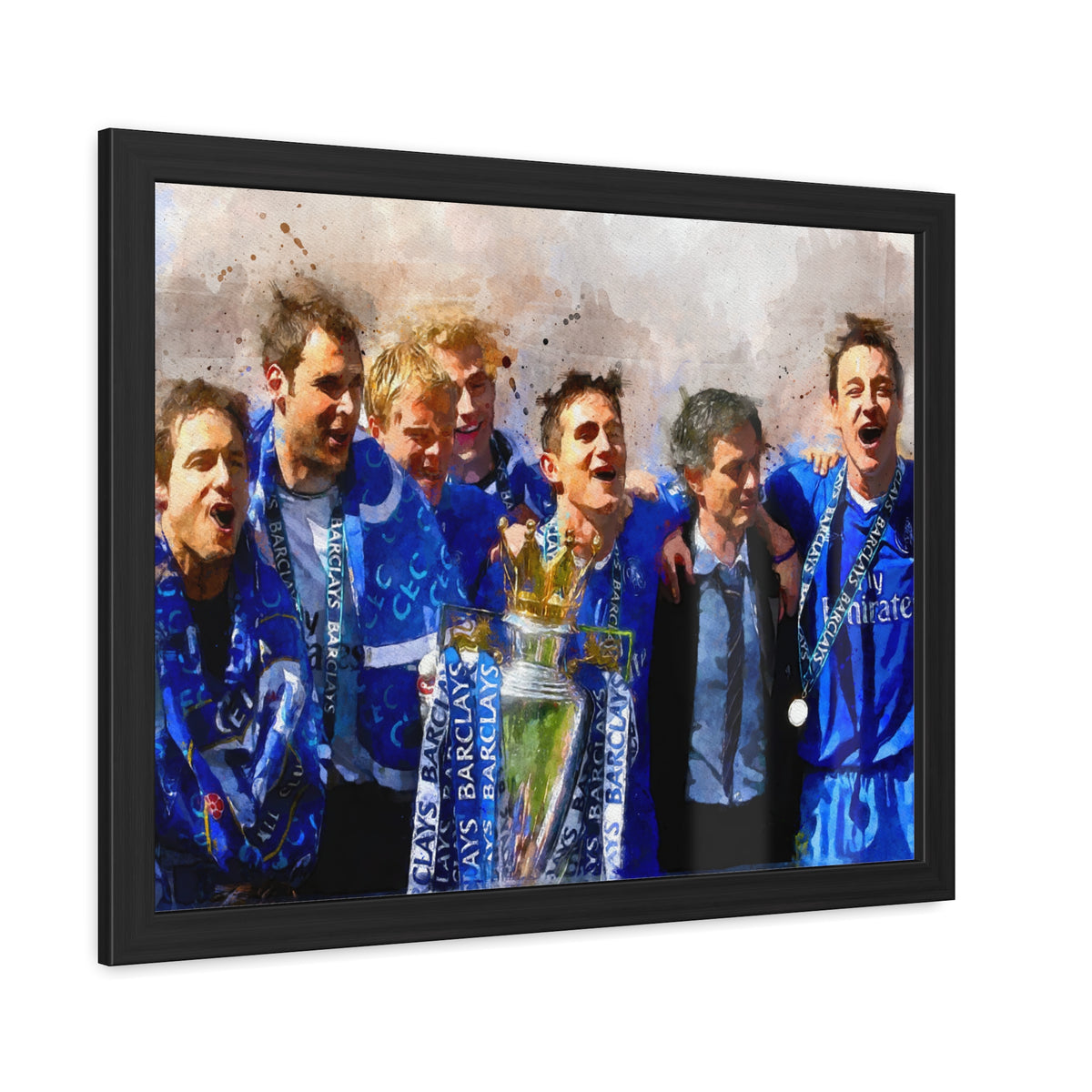 Premier League Winners 2005 Chelsea Watercolour Painting, Ready to Hang Framed Art Print Poster, Chelsea Fan Gift