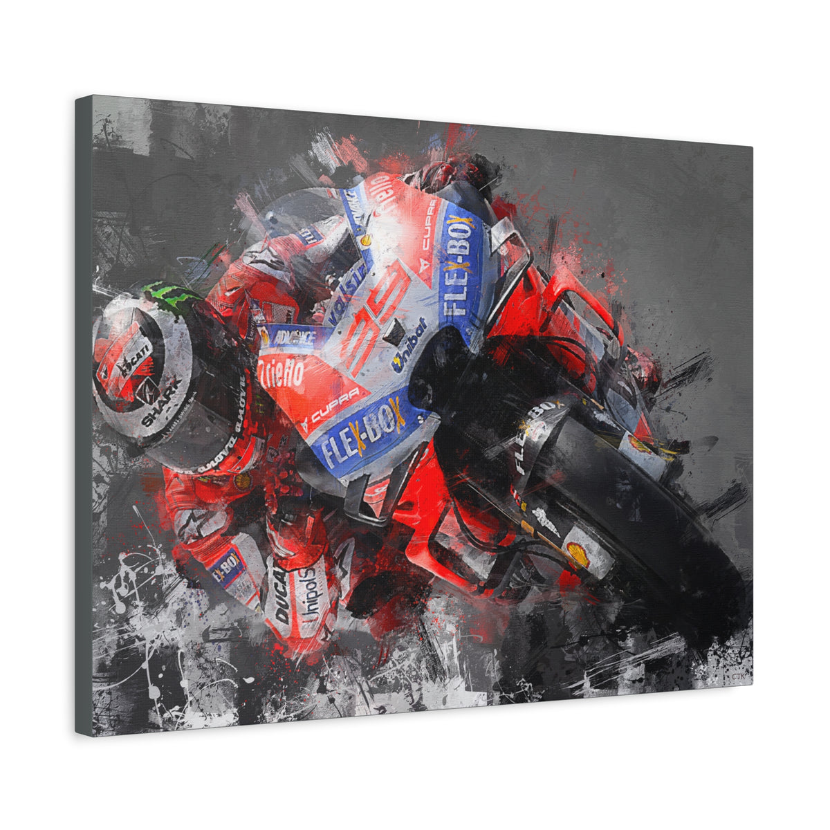 Expressive Speed: Stretched Canvas Fine Art MotoGP Print Poster - Ready to Hang, Wall Art MotoGP Gift