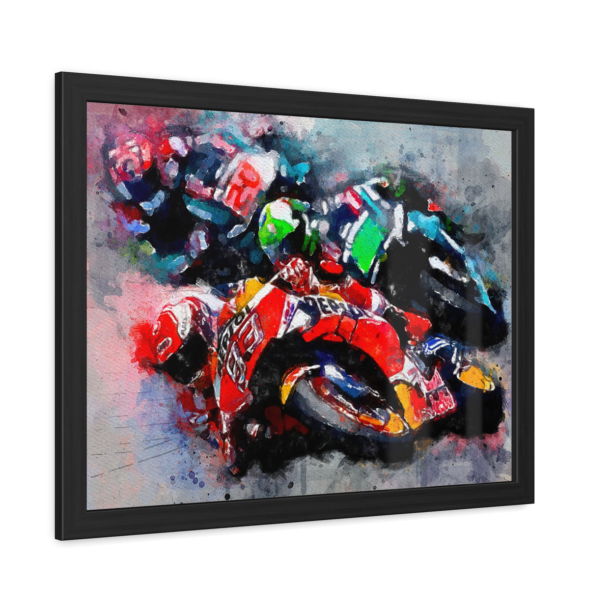 Velocity Unleashed: Framed Watercolour Fine Art MotoGP Fine Art Print Poster - Ready to Hang, Wall Art MotoGP Gift