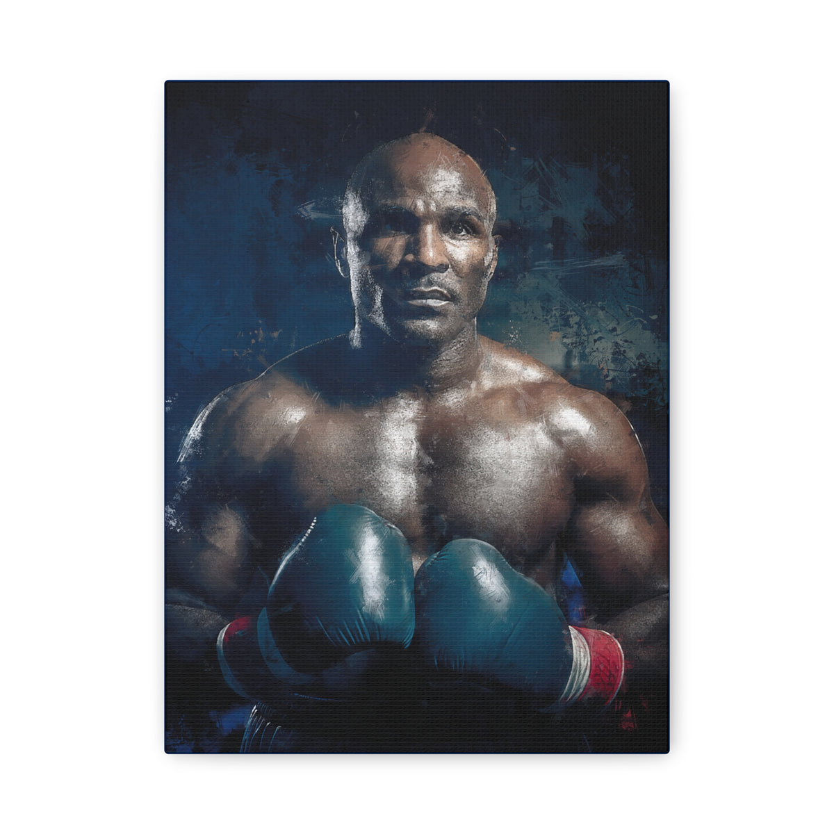 Evander's Essence: Stretched Canvas Fine Art Boxing Print Poster - Ready to Hang, Wall Art Boxing Gift