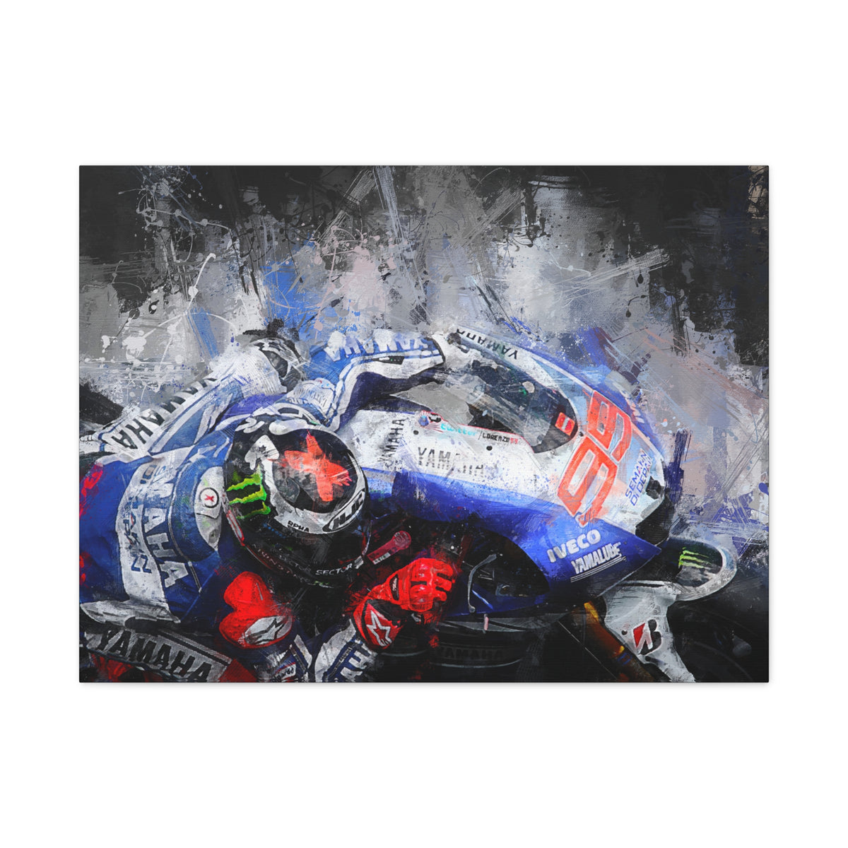 Ride the Rush with Jorge Lorenzo : Stretched Canvas Fine Art MotoGP Print Poster - Ready to Hang, Wall Art MotoGP Gif
