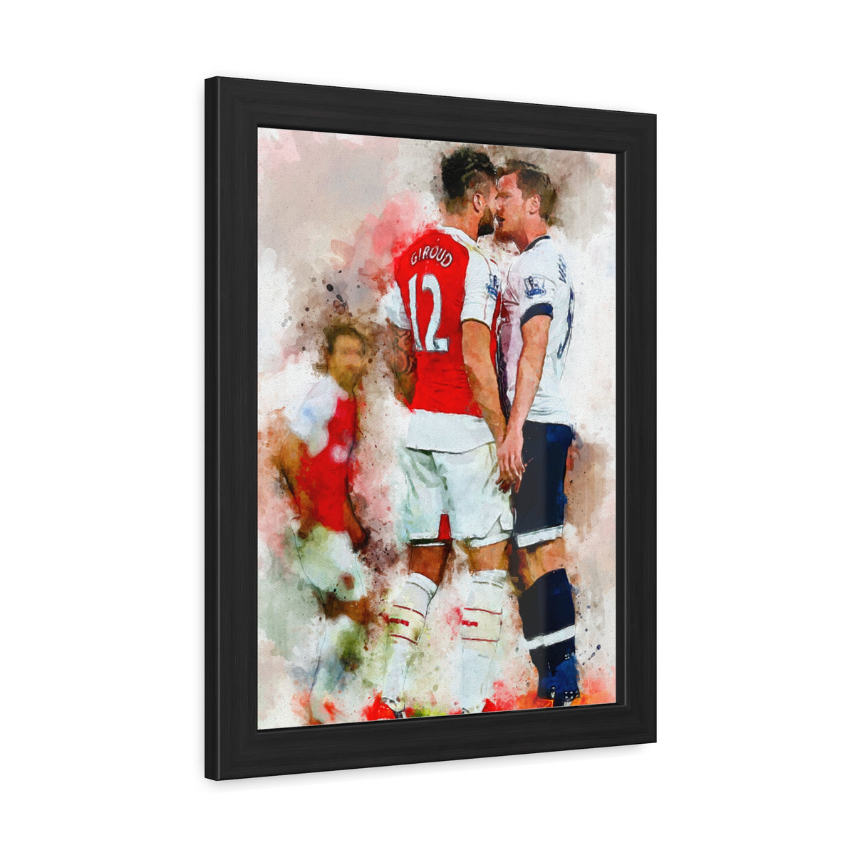 Arsenal vs. Tottenham Derby Ready to Hang Framed Watercolour Fine Art Painting Print Poster, Football Wall Art, Soccer Fan Gift