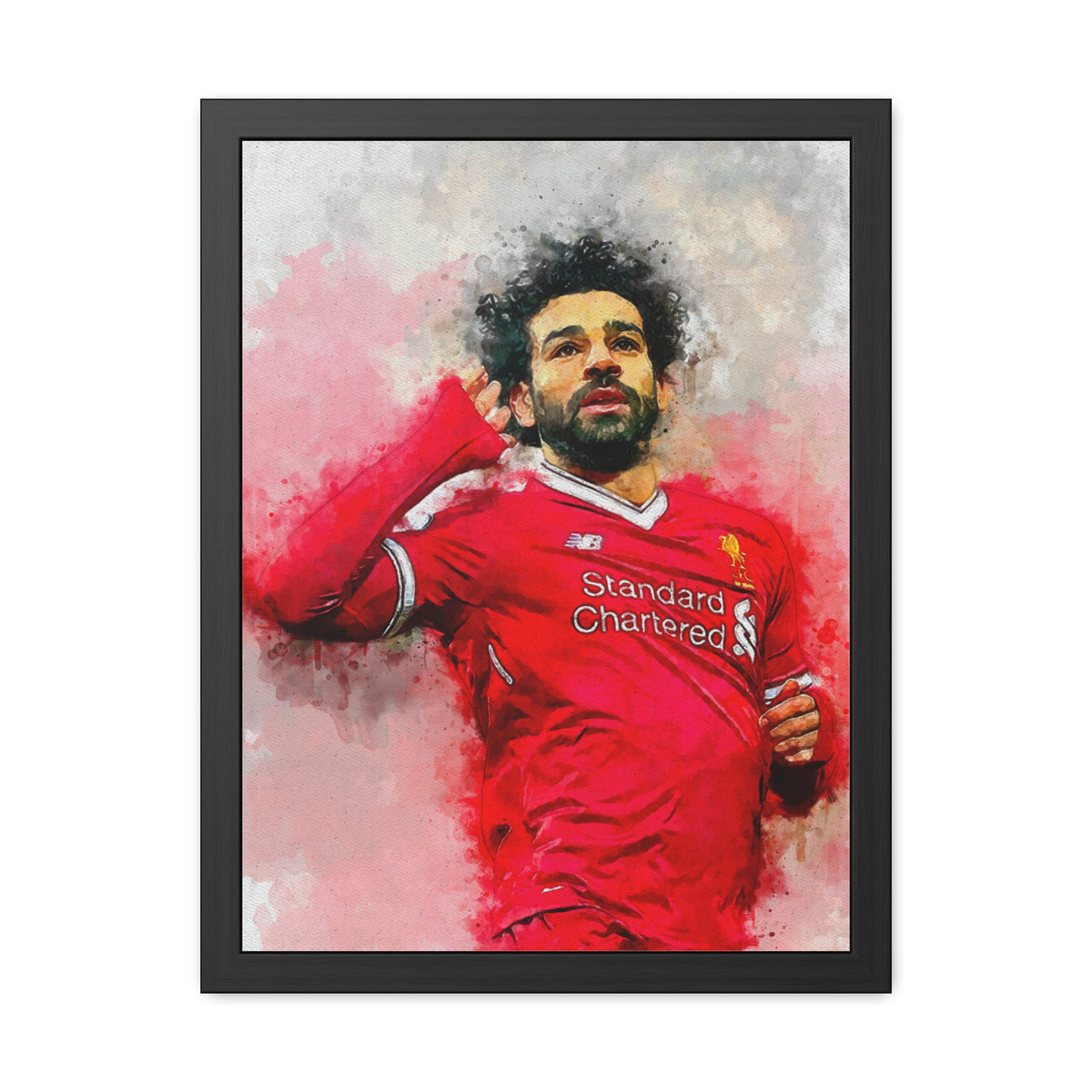 Celebrate Mohamed Salah with Expressionist Modern Art, Framed Watercolour Print Portrait, Premier League Champion, Ready to Hang Framed Watercolour Fine Art Painting Print Poster, Football Wall Art, Soccer Fan Gift