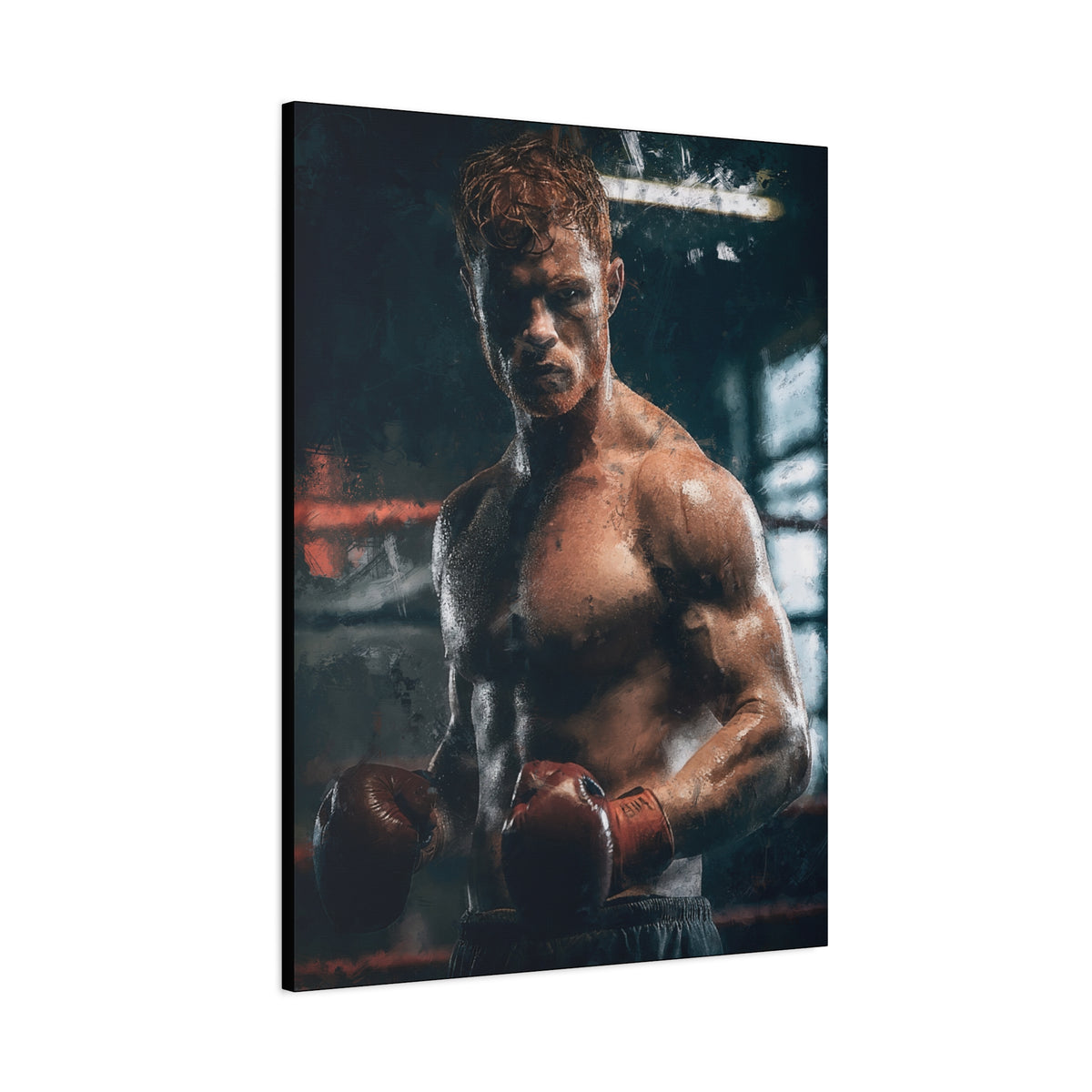 Canelo Álvarez Painting: Expressive Boxing Brilliance - Stretched Canvas Fine Art Boxing Print Poster, Ready to Hang, Wall Art Boxing Gift