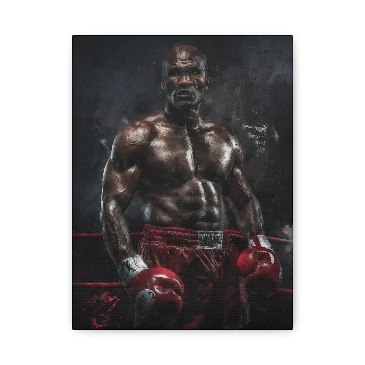 Evander Holyfield Portrait Painting: Stretched Canvas Fine Art Boxing Print Poster - Ready to Hang, Wall Art Boxing Gift