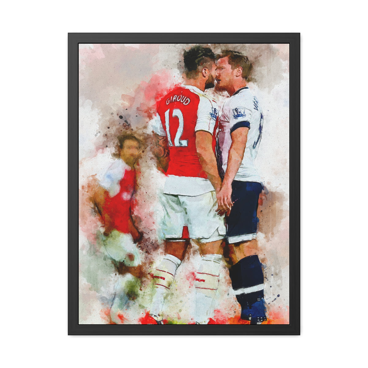 Arsenal vs. Tottenham Derby Ready to Hang Framed Watercolour Fine Art Painting Print Poster, Football Wall Art, Soccer Fan Gift