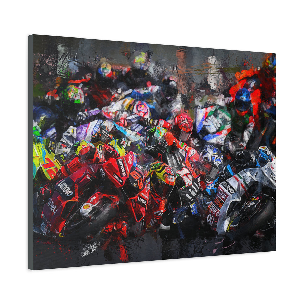 MotoGP Start Line Masterpiece: Stretched Canvas Fine Art Print Poster - Ready to Hang, the Ultimate Wall Art MotoGP Gift