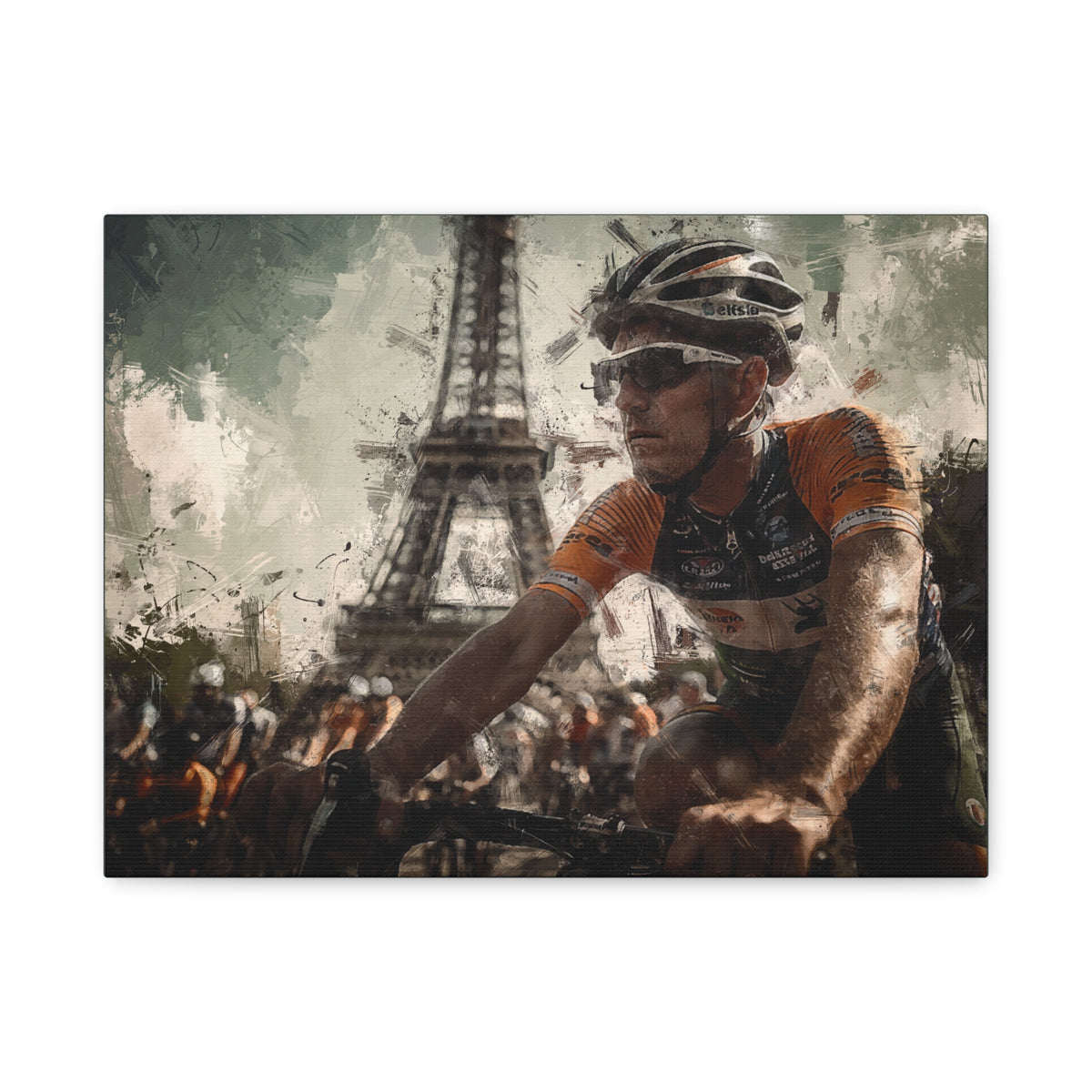 Tour de France in Paris: Expressionist Canvas Art Print with the Eiffel Tower, Ready to Hang, Matte Canvas, Stretched, 1.25"