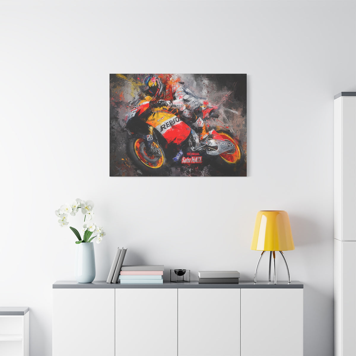 Experience the Thrill: Stretched Canvas Fine Art MotoGP Print Poster - Ready to Hang, Wall Art MotoGP Gift