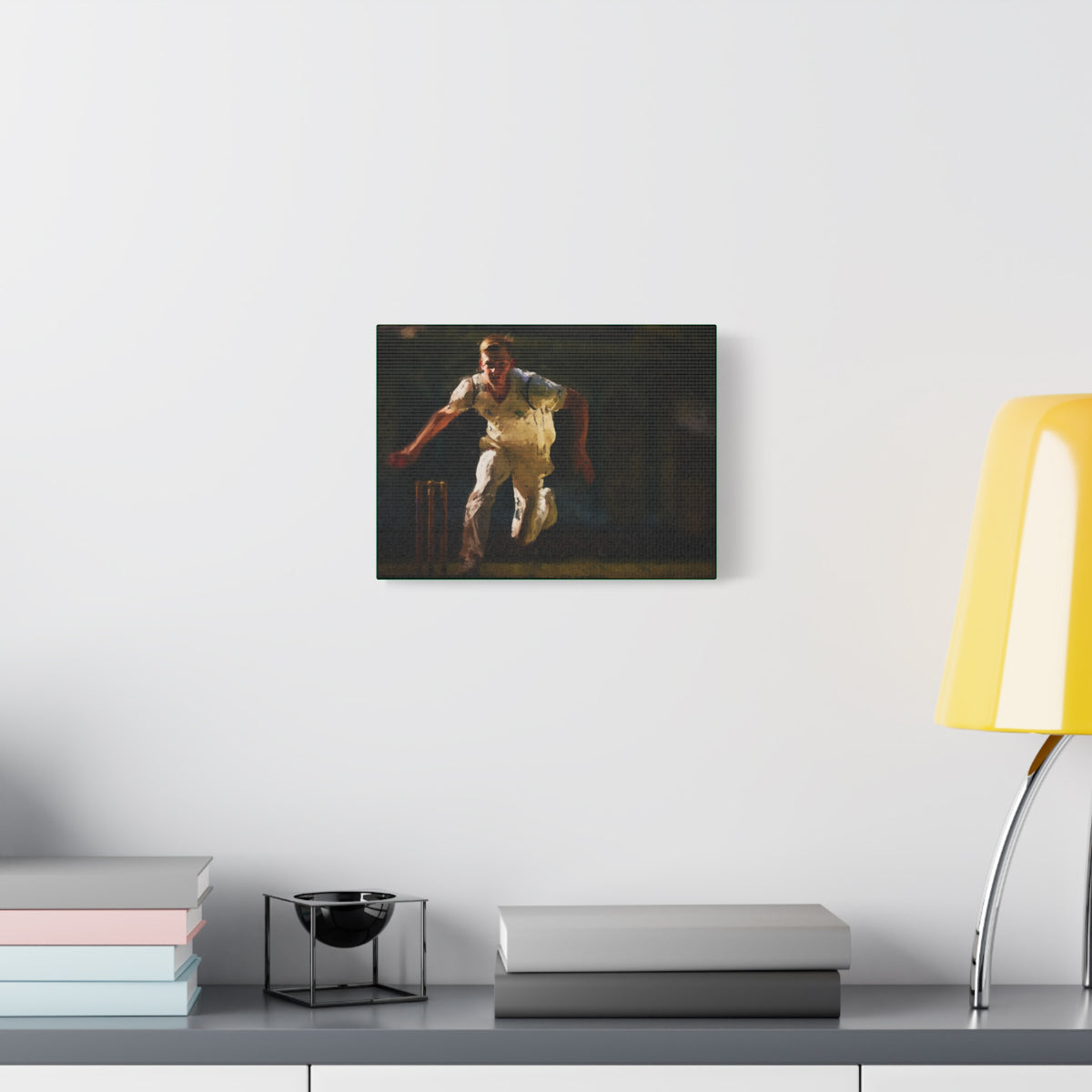 Impressionist Cricket Fury: Fast Bowler in Action - Art Print Poster on Canvas - Ready to Hang