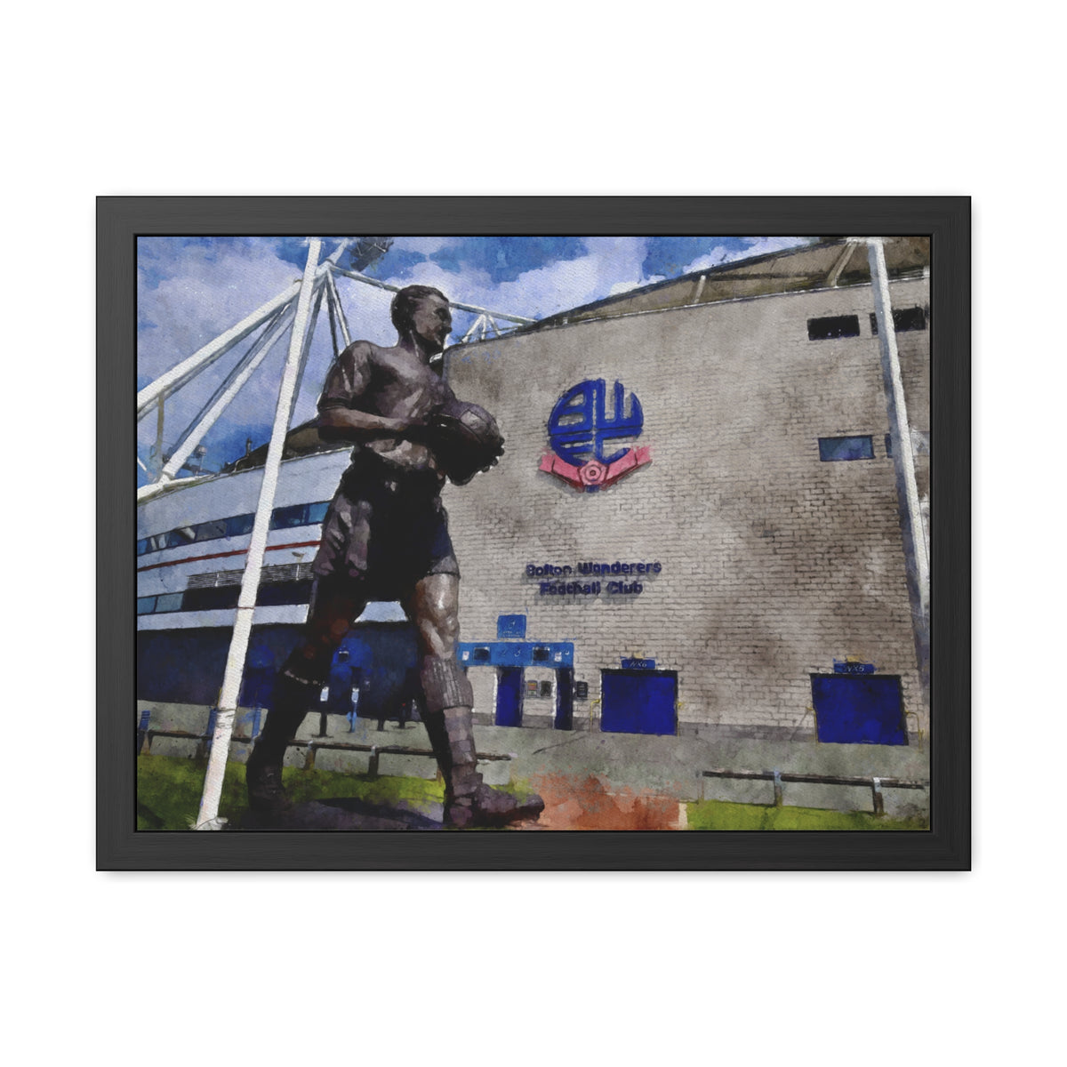 Bolton’s University of Bolton Stadium Print - Ready to Hang Framed Watercolour Fine Art Painting Print Poster, Football Wall Art, Soccer Fan Gift