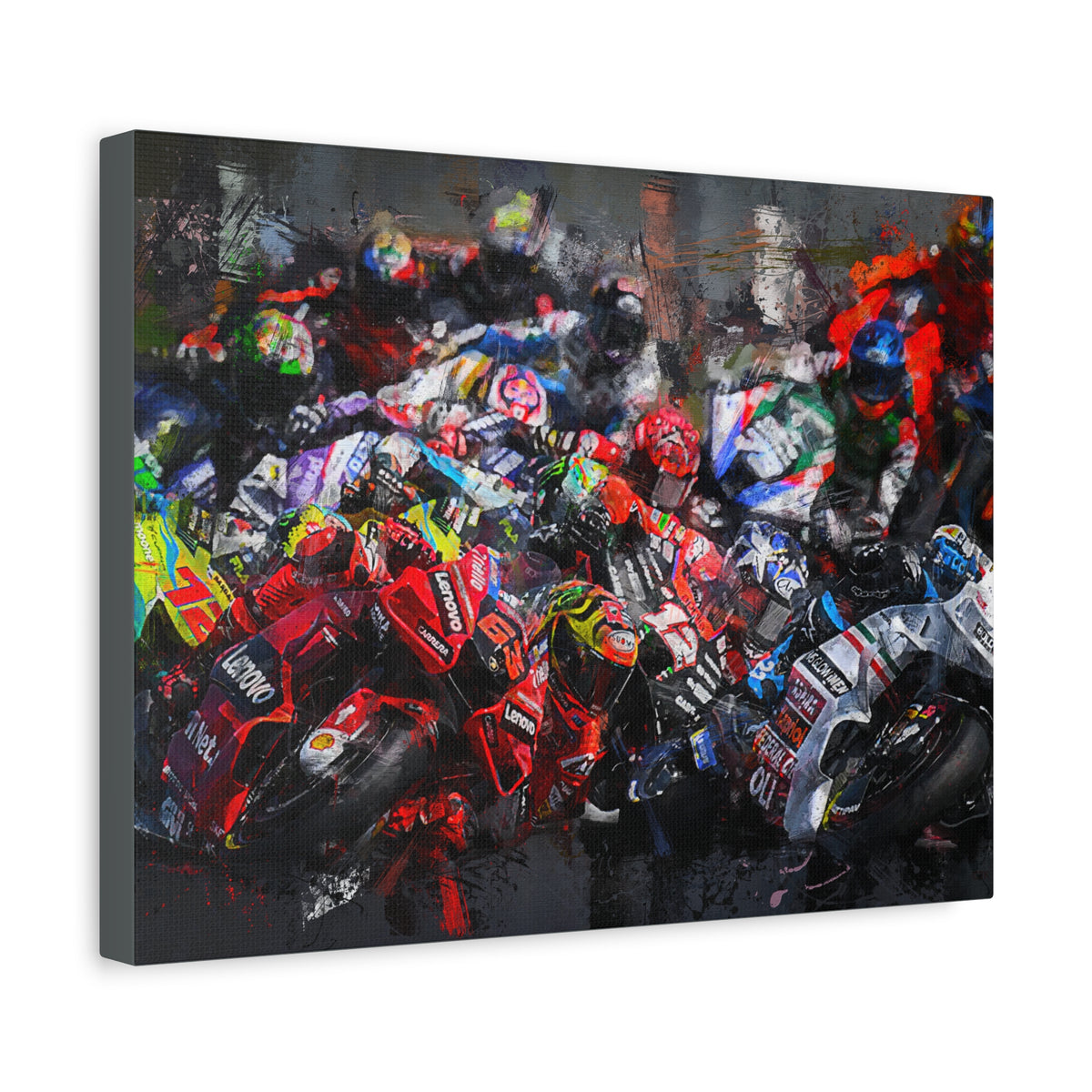 MotoGP Start Line Masterpiece: Stretched Canvas Fine Art Print Poster - Ready to Hang, the Ultimate Wall Art MotoGP Gift