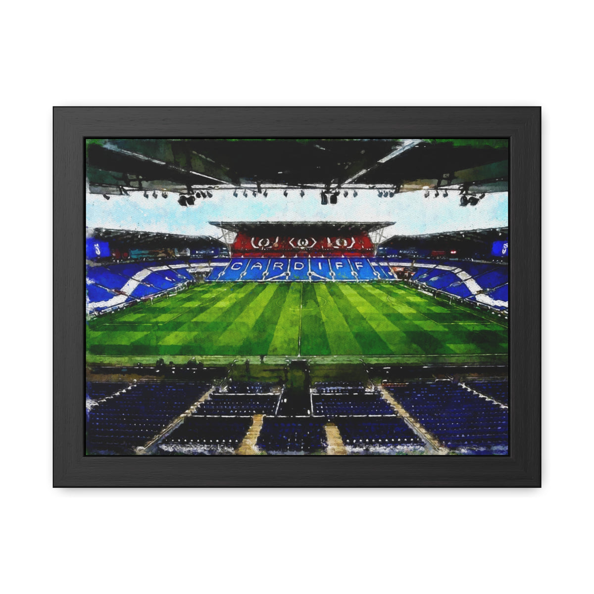 Cardiff City Stadium. Ready to Hang Framed Watercolour Fine Art Painting Print Poster, Football Wall Art, Soccer Fan Gift
