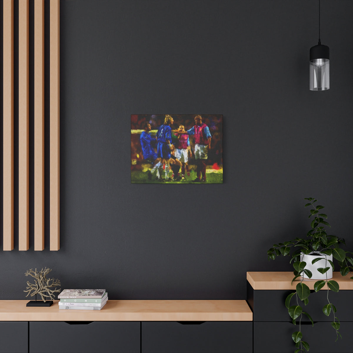 Birmingham vs. Villa Derby Ready to Hang Framed Impressionist Fine Art Painting Print Poster, Football Wall Art, Soccer Fan Gift