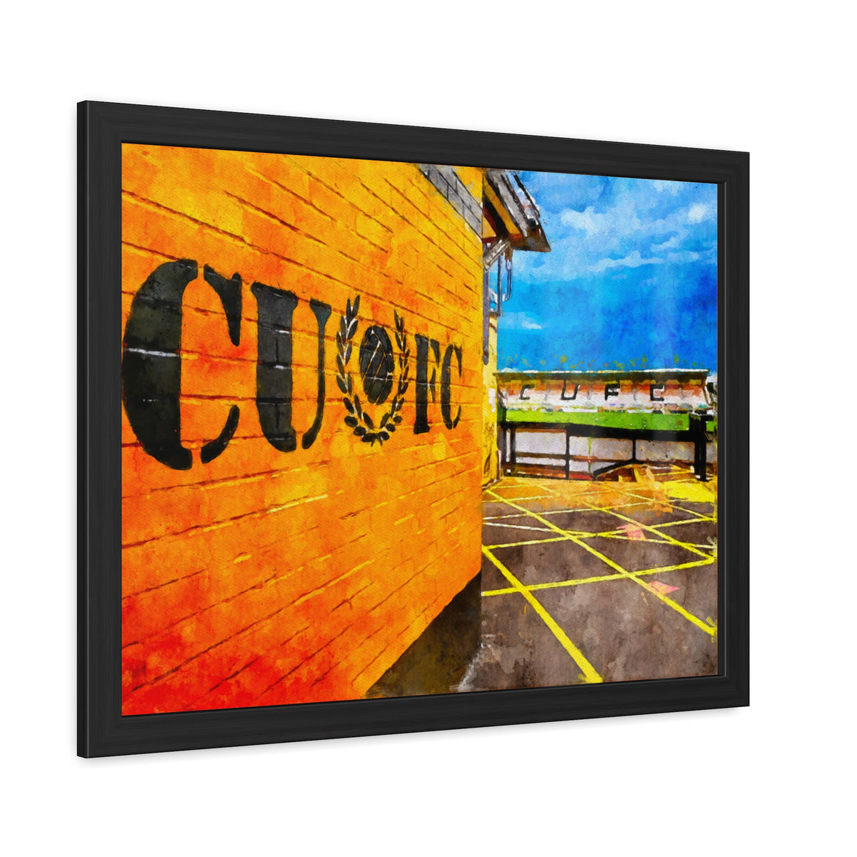 Cambridge United’s Abbey Stadium Print - Ready to Hang Framed Watercolour Fine Art Painting Print Poster, Football Wall Art, Soccer Fan Gift