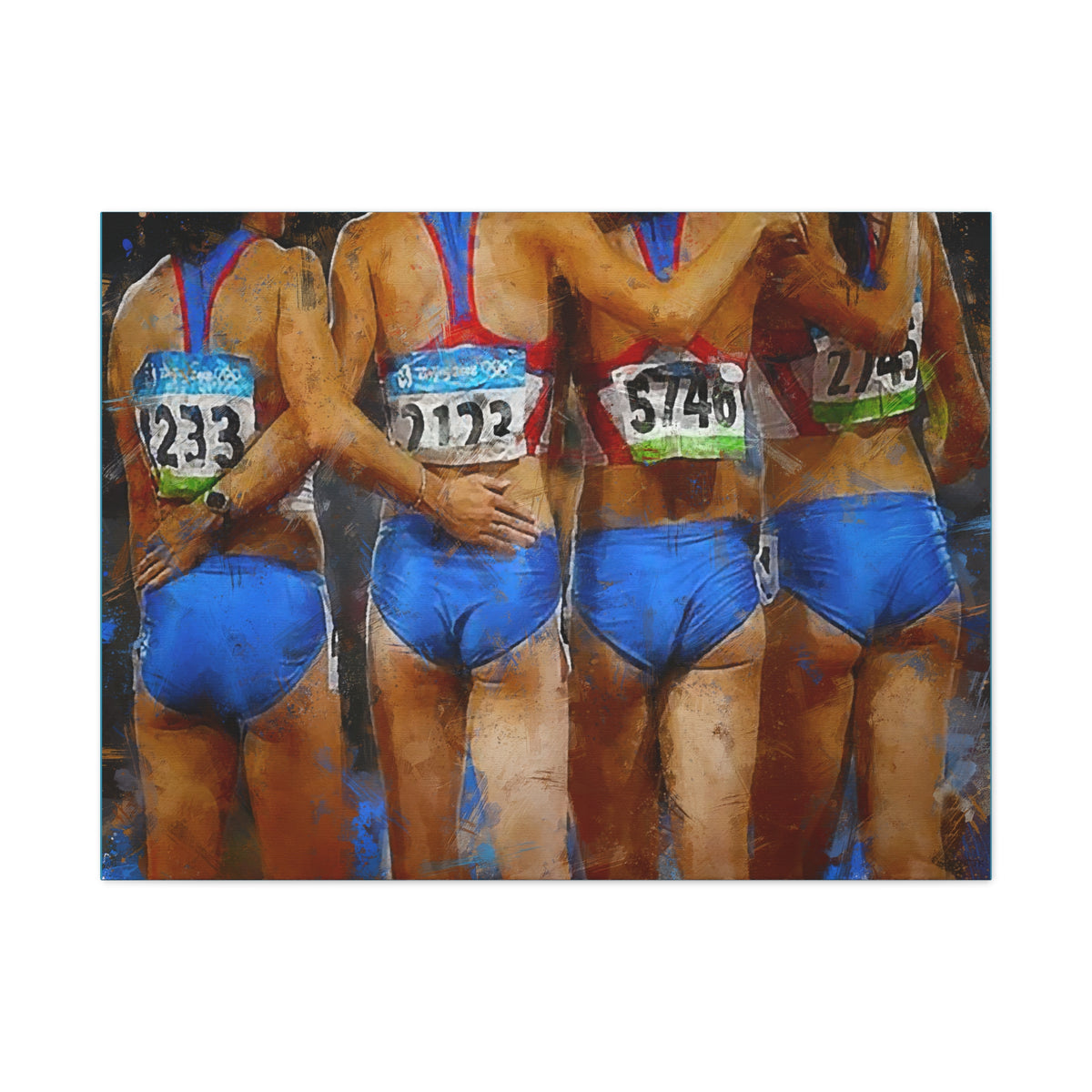 Expressionist Modern Art Painting Print on Canvas of a Sprinter - Expressive Brush Strokes and Vibrant Paint Splashes - Stretched Canvas Athletics Fine Art Print Poster- Ready to Hang Wall Art, Sprinter Fan Gift
