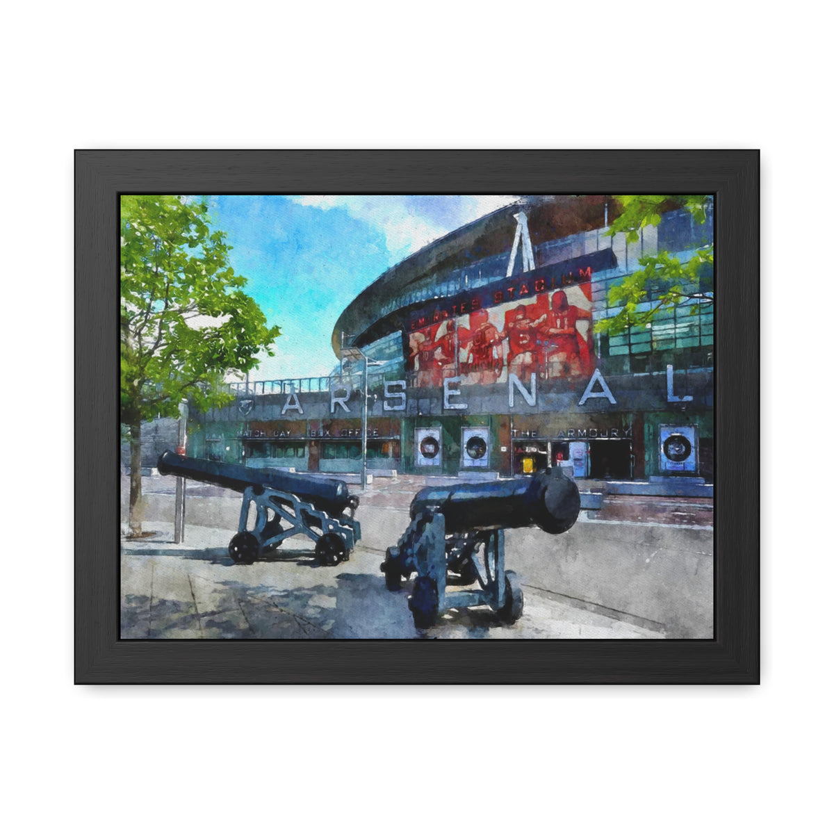 Arsenal’s Emirates Stadium - Expressionist Modern Art - Ready to Hang Framed Watercolour Fine Art Painting Print Poster, Football Wall Art, Soccer Fan Gift