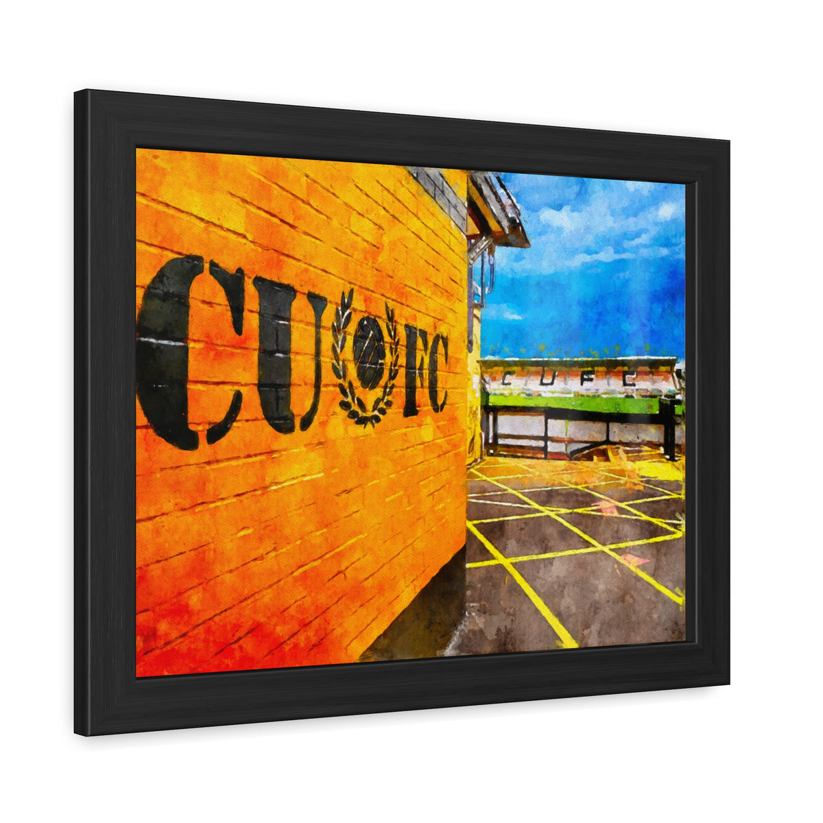 Cambridge United’s Abbey Stadium Print - Ready to Hang Framed Watercolour Fine Art Painting Print Poster, Football Wall Art, Soccer Fan Gift