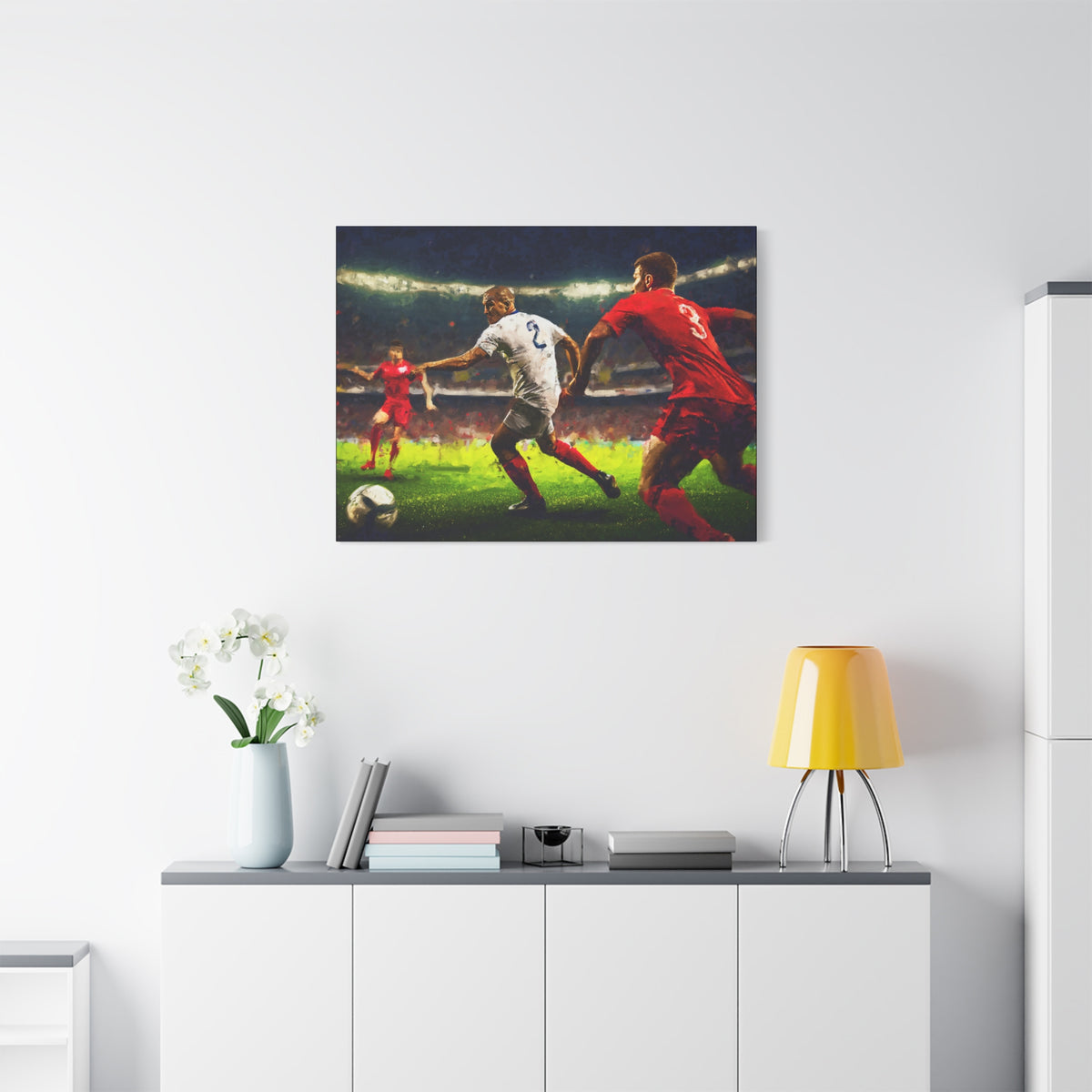 Passion Unleashed: Impressionist Soccer Painting Print on Stretched Canvas - Ready to Hang Football Fine Art Poster, Ideal Football Fan Gift