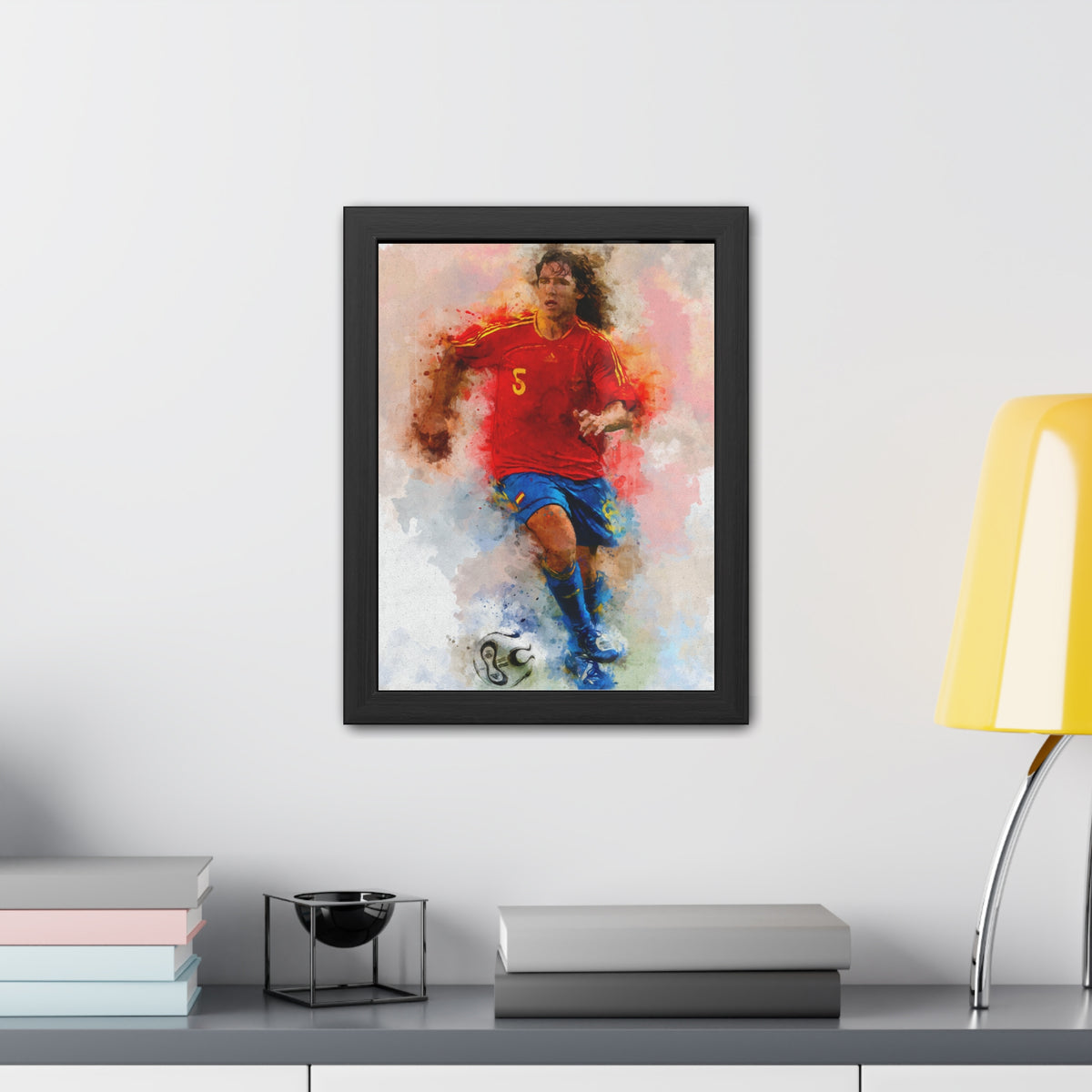 Celebrate Football Legend Carles Puyol with Expressionist Watercolour Portrait, Ready to Hang Framed Fine Art Painting Print Poster, Football Wall Art, Soccer Fan Gift