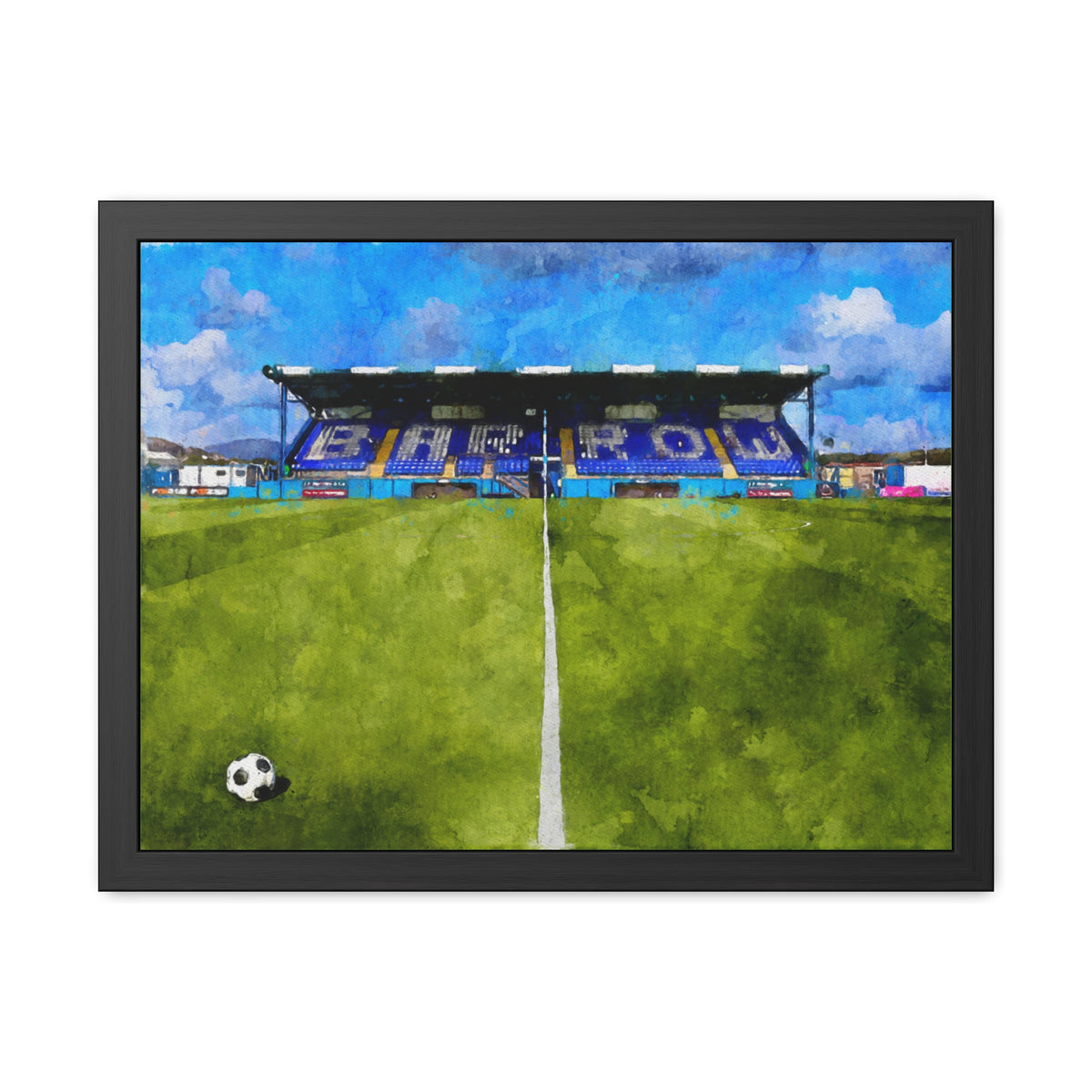 Barrow Holker Street Watercolour Fine Art Painting - Ready to Hang Framed Print Poster, Football Wall Art, Soccer Fan Gift