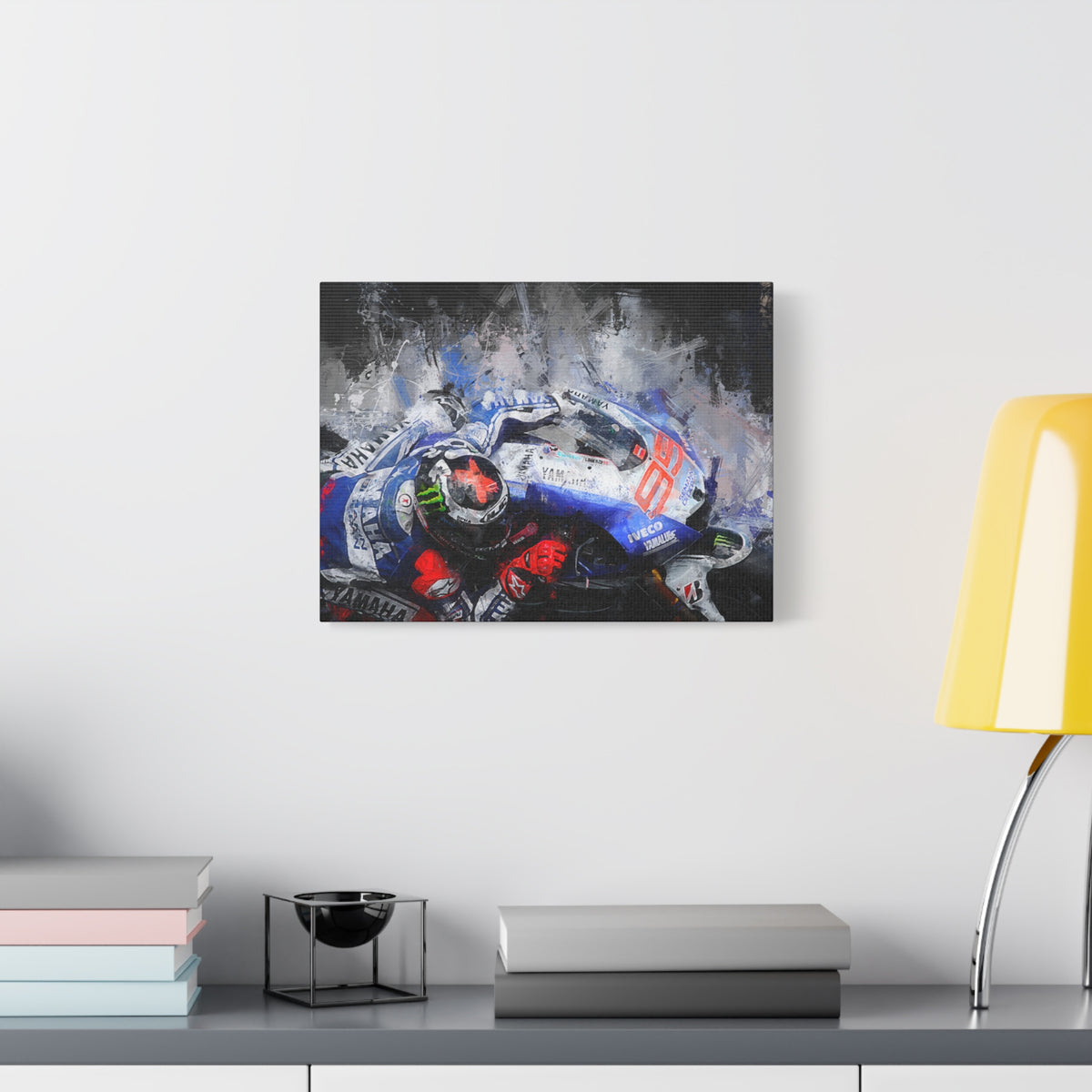 Ride the Rush with Jorge Lorenzo : Stretched Canvas Fine Art MotoGP Print Poster - Ready to Hang, Wall Art MotoGP Gif