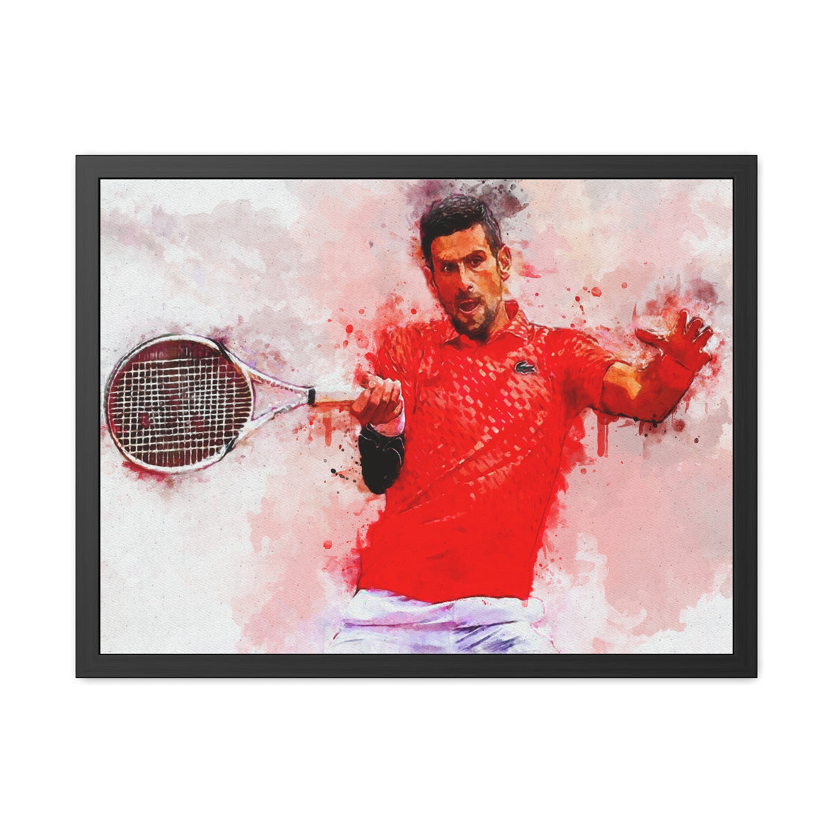 Novak Djokovic Tennis Legend: Ready to Hang Framed Watercolour Fine Art Painting Print Poster, Tennis Wall Art, Tennis Fan Gift