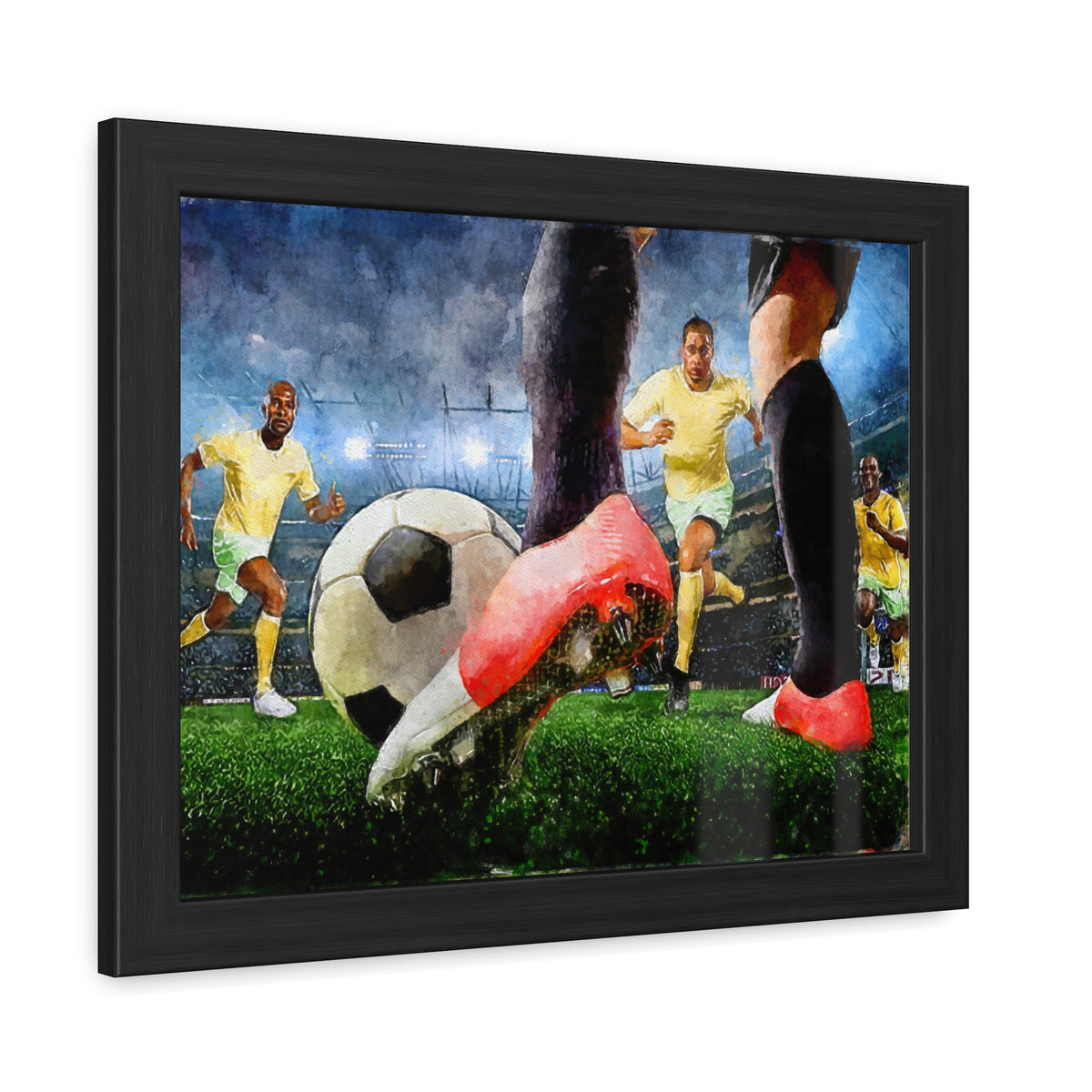 Soccer Player Expressive Art Captures Match Day Magic! Ready to Hang Framed Watercolour Fine Art Painting Print Poster, Soccer Fan Gift