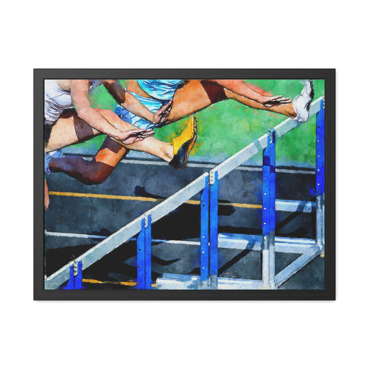 Expressionist Modern Art Watercolour Print of Hurdler - Ready to Hang Framed Watercolour Fine Art Painting Print Poster, Athletics Wall Art, Athletics Fan Gift