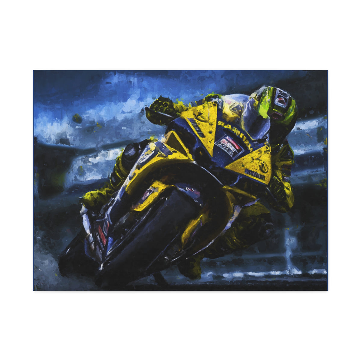 Feel the Thrill: Impressionist MotoGP Bike Rider, Fine Art Print on Stretched Matte Canvas - Ready to Hang, Wall Art MotoGP Gift.