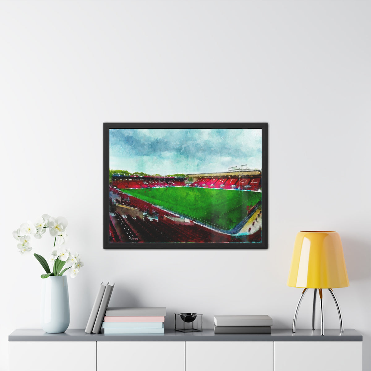 Ashton Aura: Bristol Rugby Painting - Ready to Hang Framed Fine Art Rugby Print Poster, Stadium Ground Wall Art, Bears Rugby Fan Gift