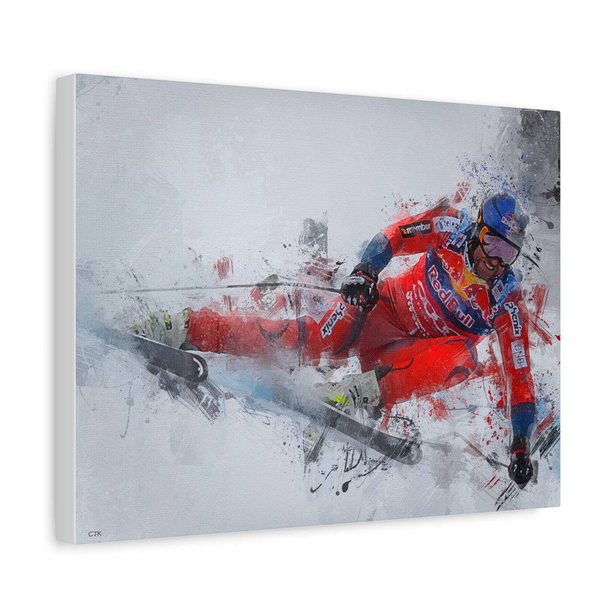 Captivating Aksel Lund Svindal Skiing Painting Print - Stretched Canvas Skiing Fine Art Print Poster- Ready to Hang Wall Art, Skier Gift