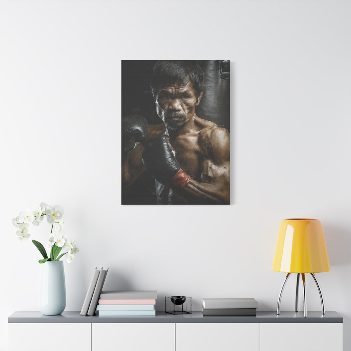 Manny Pacquiao Portrait Painting: Stretched Canvas Fine Art Boxing Print Poster- Ready to Hang, Wall Art Boxing Gift