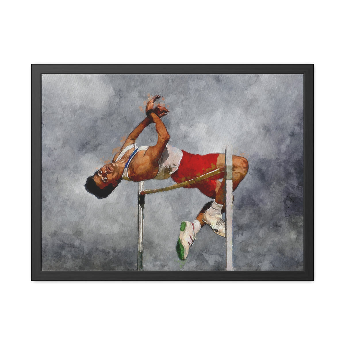 Expressionist Watercolour Painting Print of High Jumper - Ready to Hang Framed Fine Art Poster, Athletics Wall Art, Athletics Fan Gift