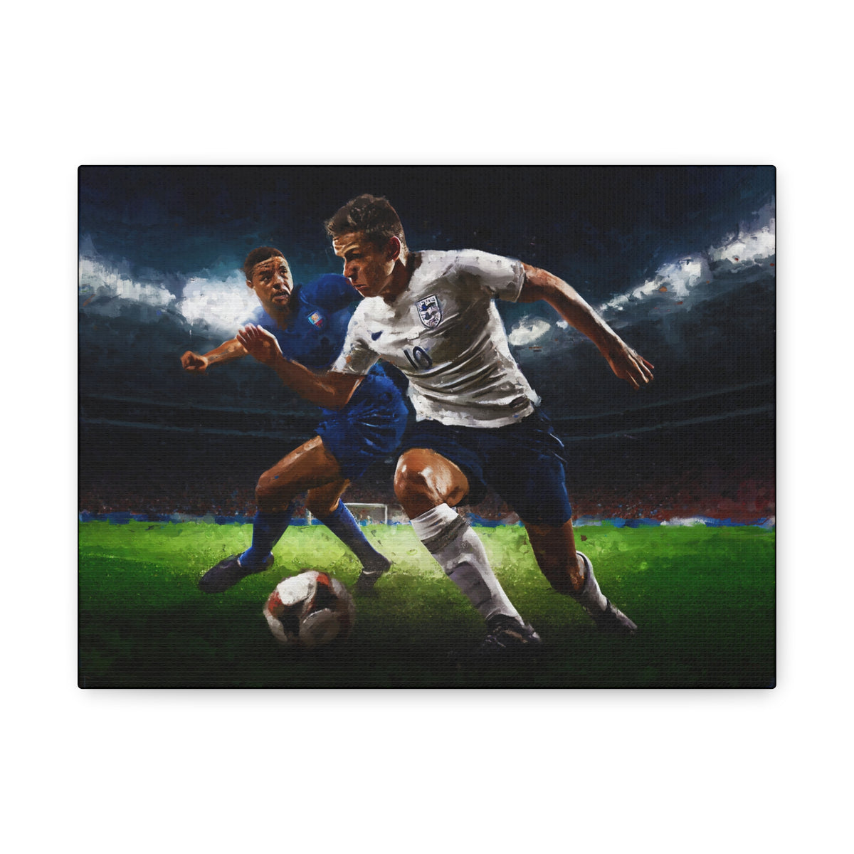 English Passion: Impressionist Soccer Art Painting Print - Stretched Canvas Fine Art Poster, Ready to Hang - Ideal Football Fan Gift