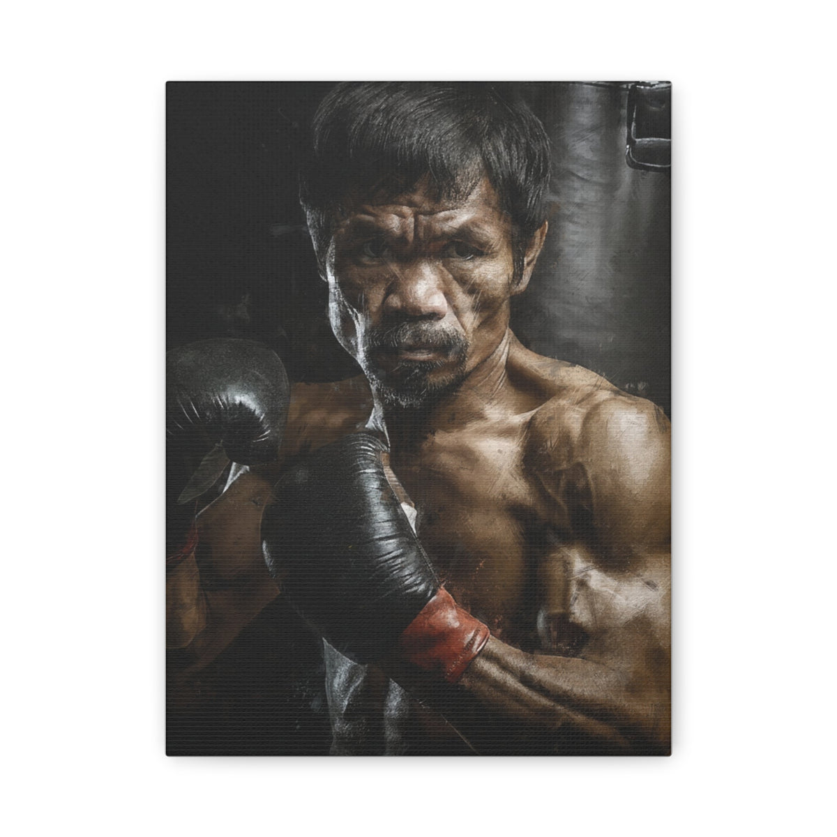 Manny Pacquiao Portrait Painting: Stretched Canvas Fine Art Boxing Print Poster- Ready to Hang, Wall Art Boxing Gift