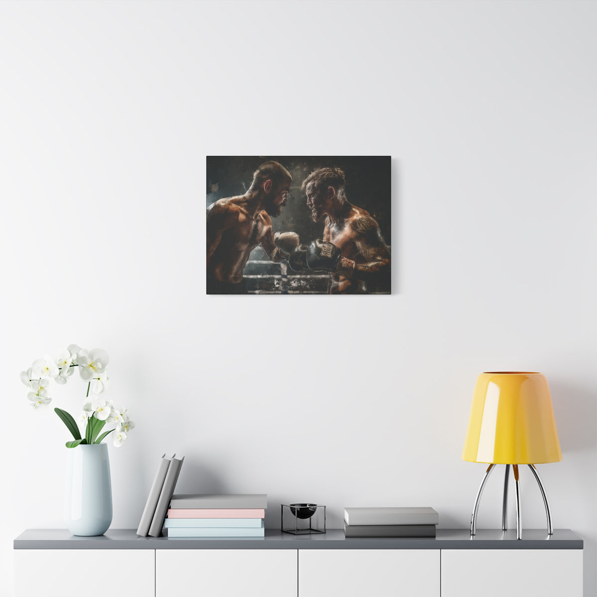 Boxing Ring Duel: Stretched Canvas Fine Art Boxing Print Poster - Ready to Hang, Wall Art Boxing Gift