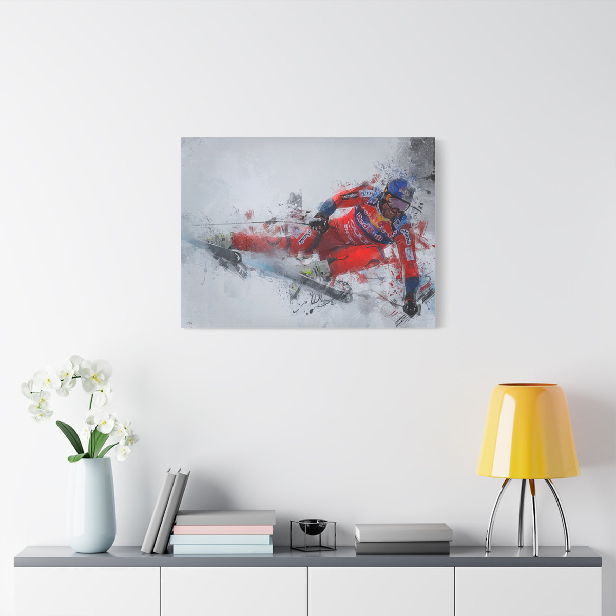 Captivating Aksel Lund Svindal Skiing Painting Print - Stretched Canvas Skiing Fine Art Print Poster- Ready to Hang Wall Art, Skier Gift