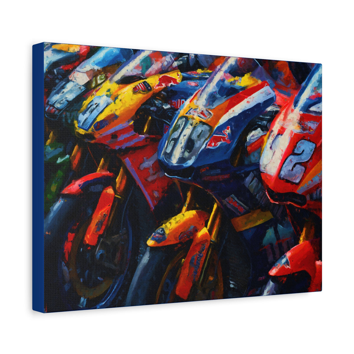 Impressionist MotoGP Bike Lineup Stretched Canvas Fine Art Print Poster, Ready to Hang, Wall Art MotoGP Gift