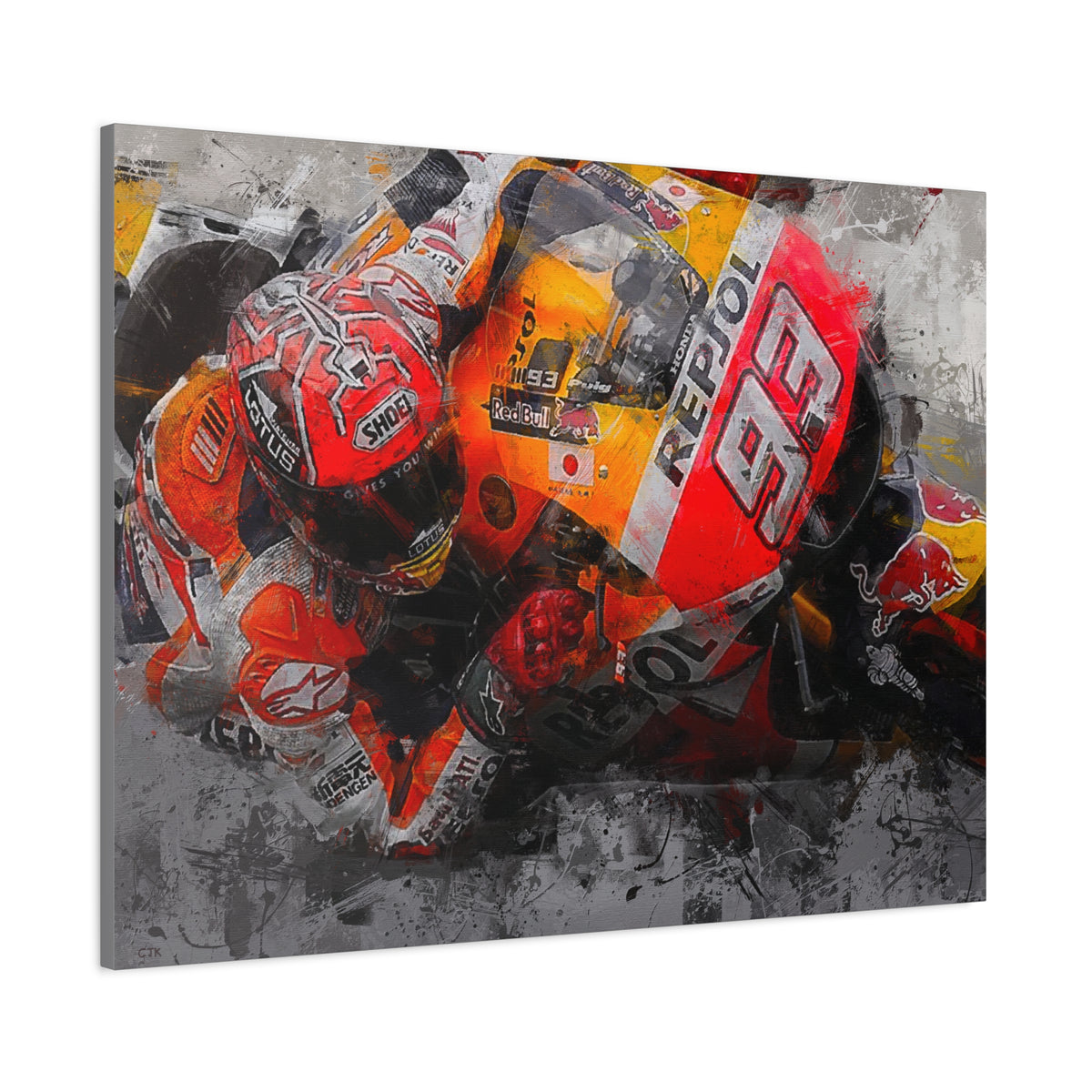 Marc Marquez Masterpiece, Stretched Canvas Fine Art MotoGP Print Poster, Ready to Hang, Wall Art MotoGP Gift
