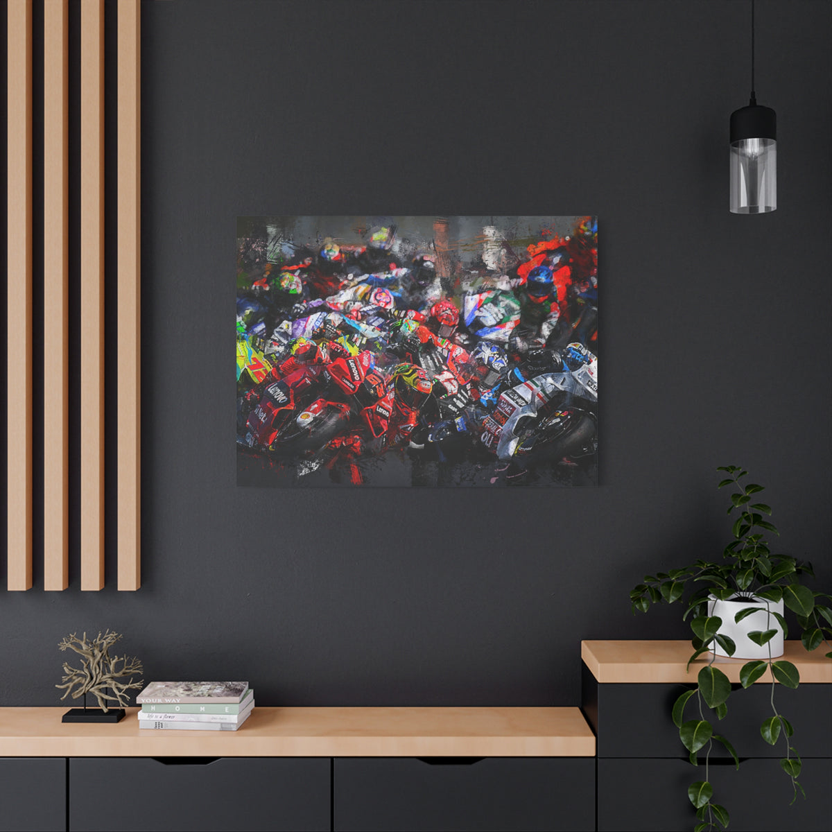 MotoGP Start Line Masterpiece: Stretched Canvas Fine Art Print Poster - Ready to Hang, the Ultimate Wall Art MotoGP Gift