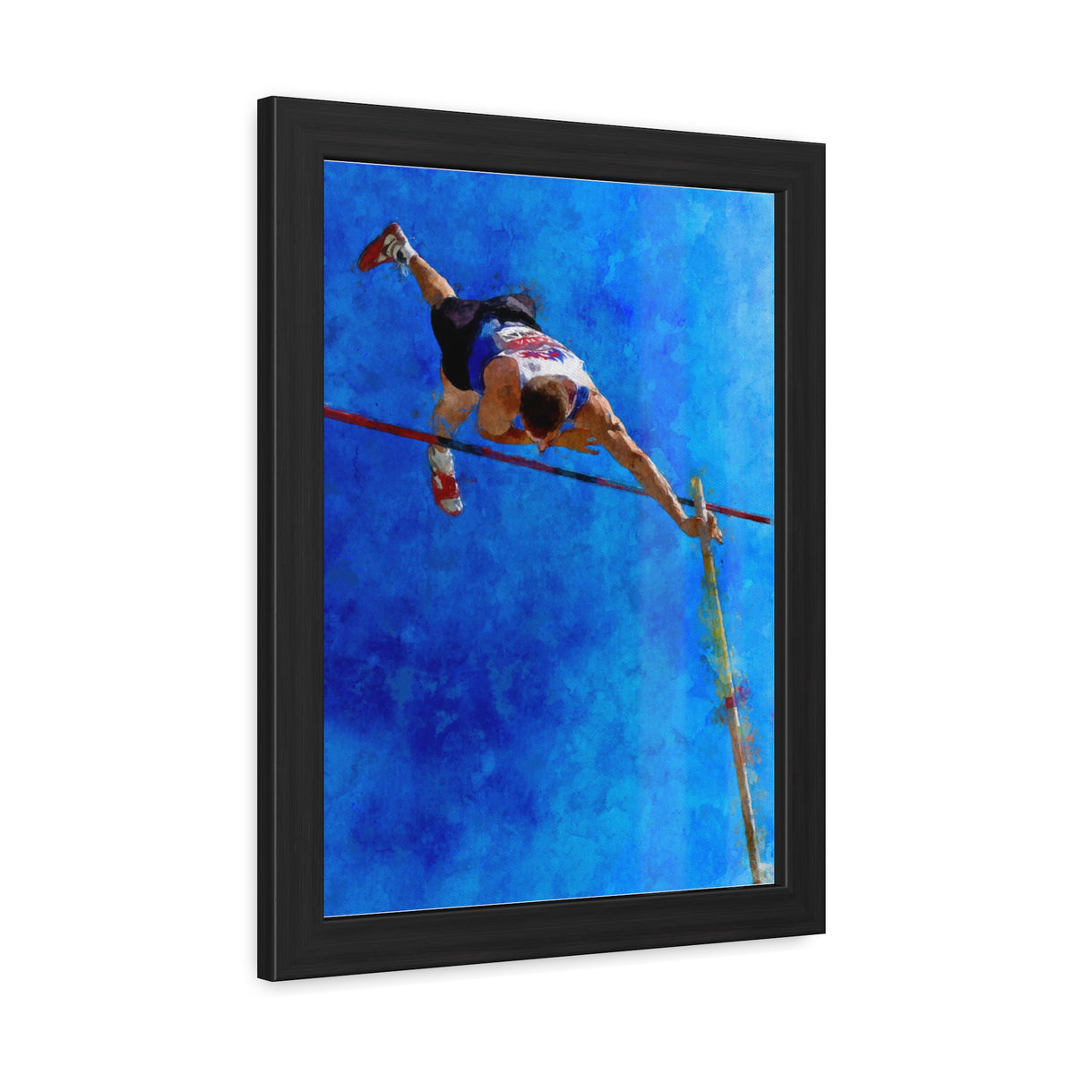 Capture Pole Vaulting Action with Modern Art - Ready to Hang Framed Watercolour Fine Art Painting Print Poster, Athletics Wall Art, Athletics Fan Gift