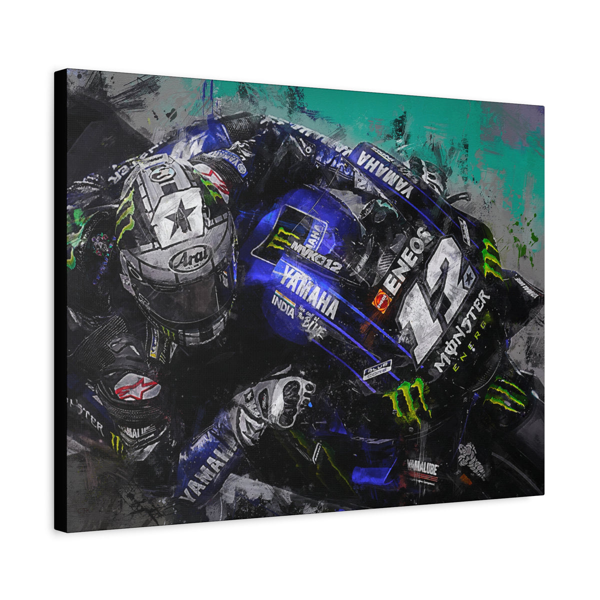 Dynamic MotoGP Thrills: Stretched Canvas Fine Art Print Poster - Ready to Hang, Wall Art MotoGP Gift