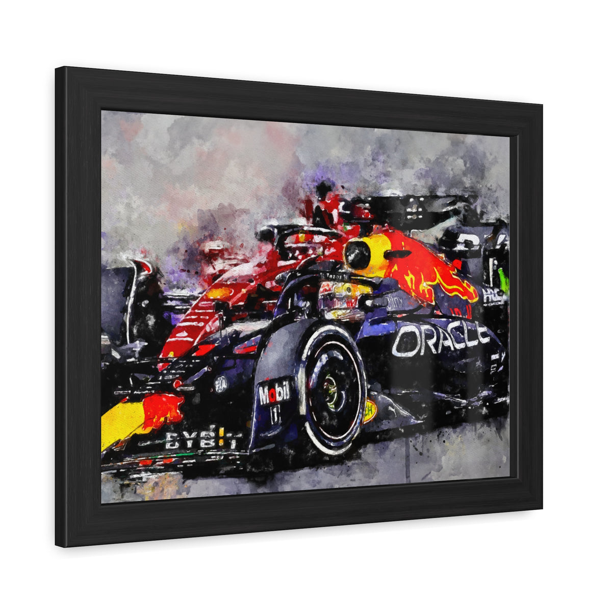 Drive into the Roar: Framed Watercolour F1 Fine Art Print - Ready to Hang, Wall Art Formula One Gift.